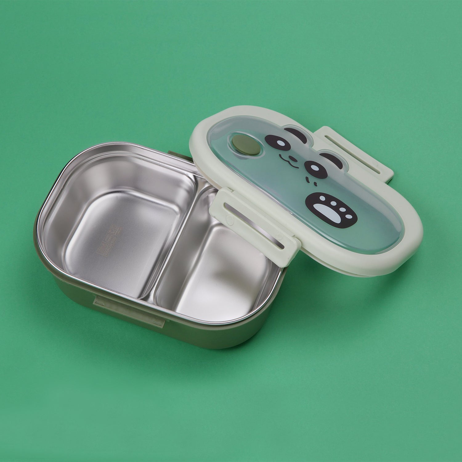 BUNNY DESIGN DOUBLE COMPARTMENT LUNCH BOX - GREEN