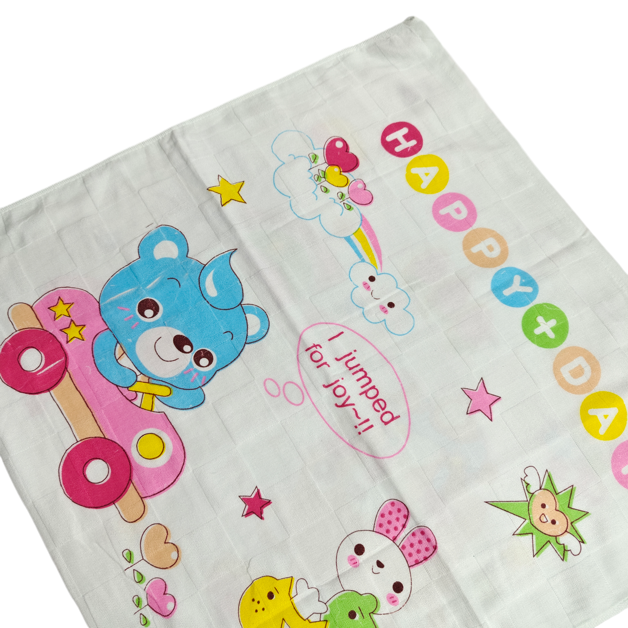 HAPPY DAY PRINT MUSLIN TOWEL MEDIUM - WHITE