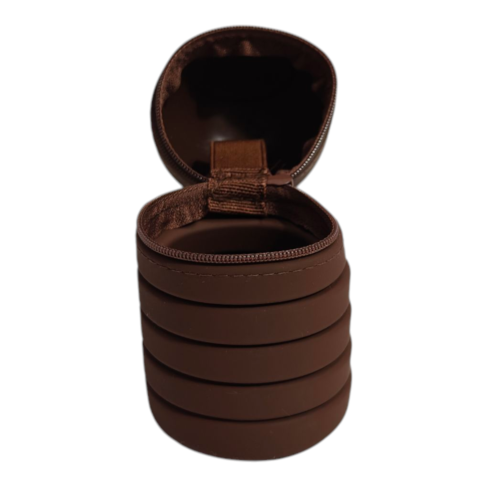 BEAR FACE EXPANDABLE SILICONE PENCIL POUCH - BROWN