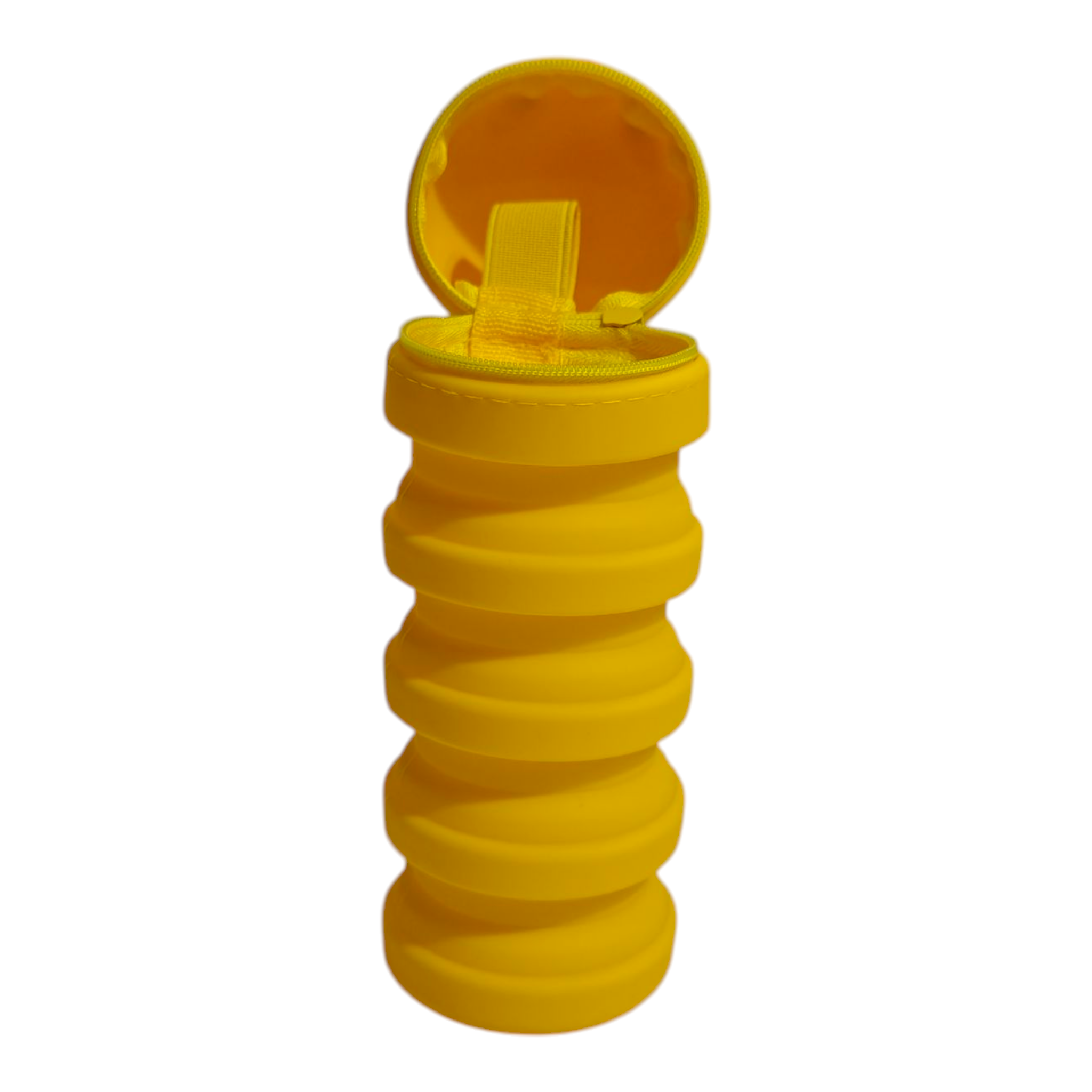 DUCKLING FACE EXPANDABLE SILICONE PENCIL POUCH - YELLOW