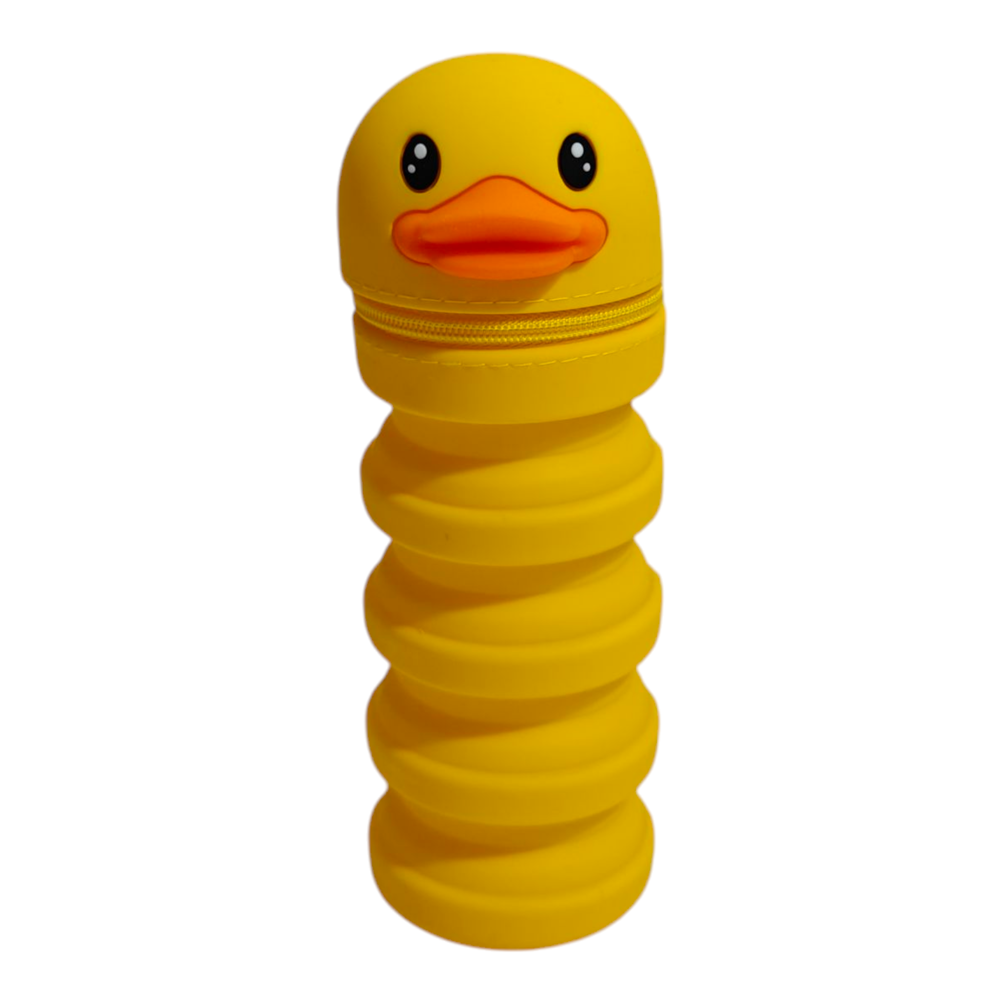 DUCK FACE EXPANDABLE SILICONE PENCIL POUCH - YELLOW