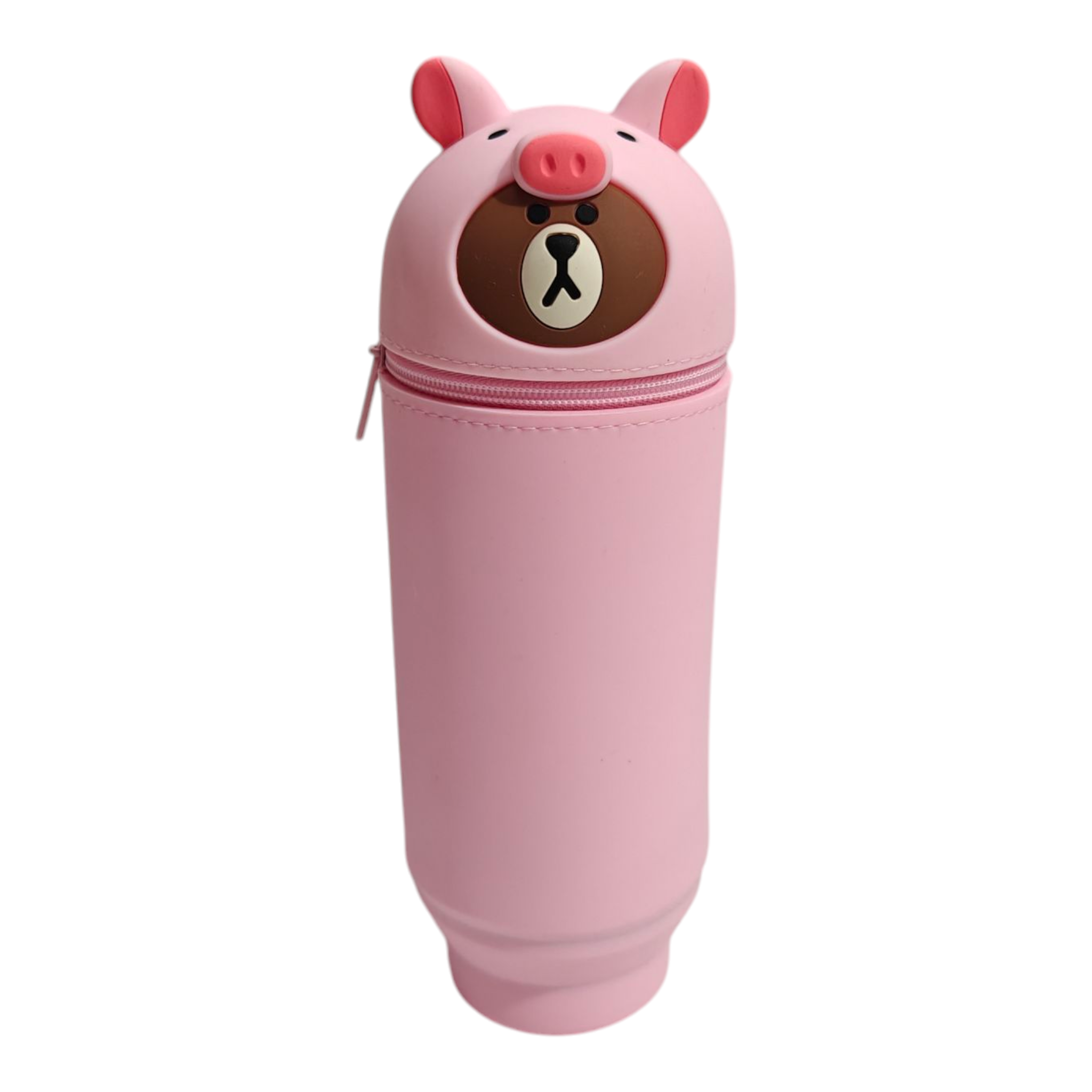 PIG FACE SILICONE PENCIL POUCH - LIGHT PINK