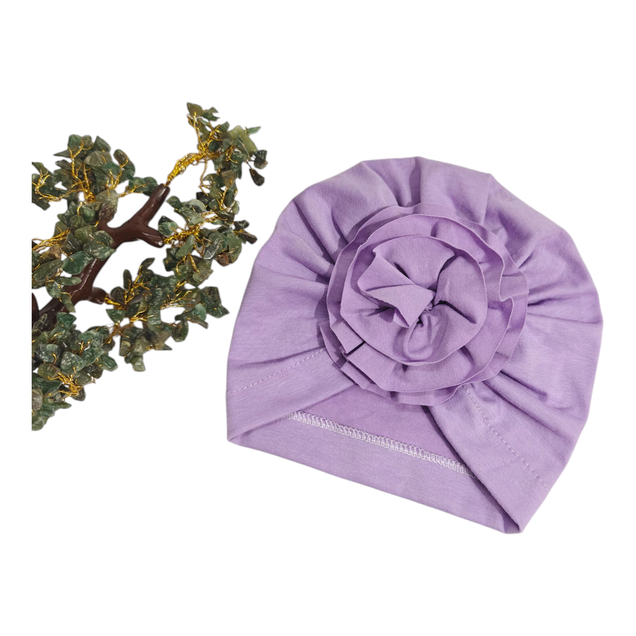 Flower Applique Turban Cap