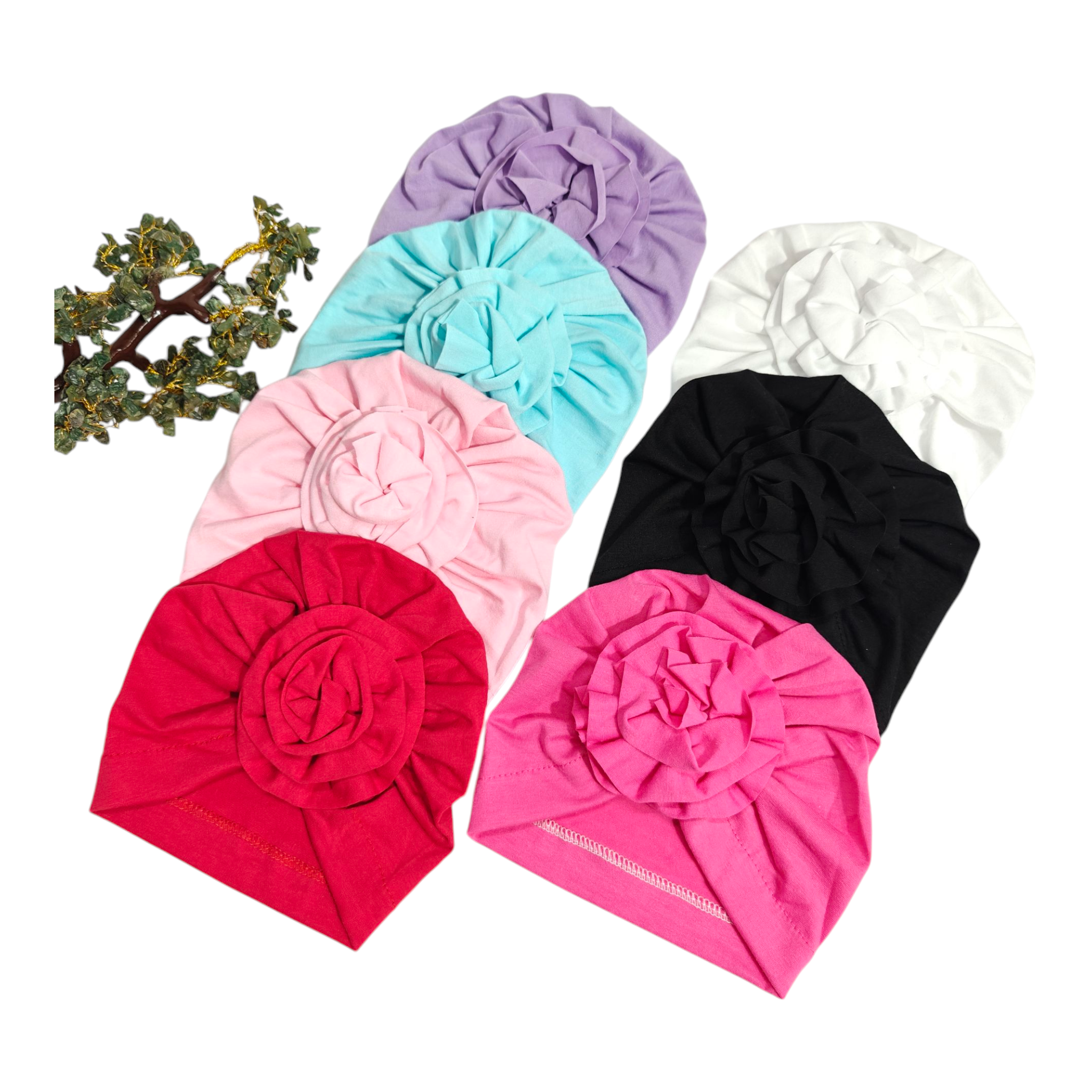 Flower Applique Turban Cap