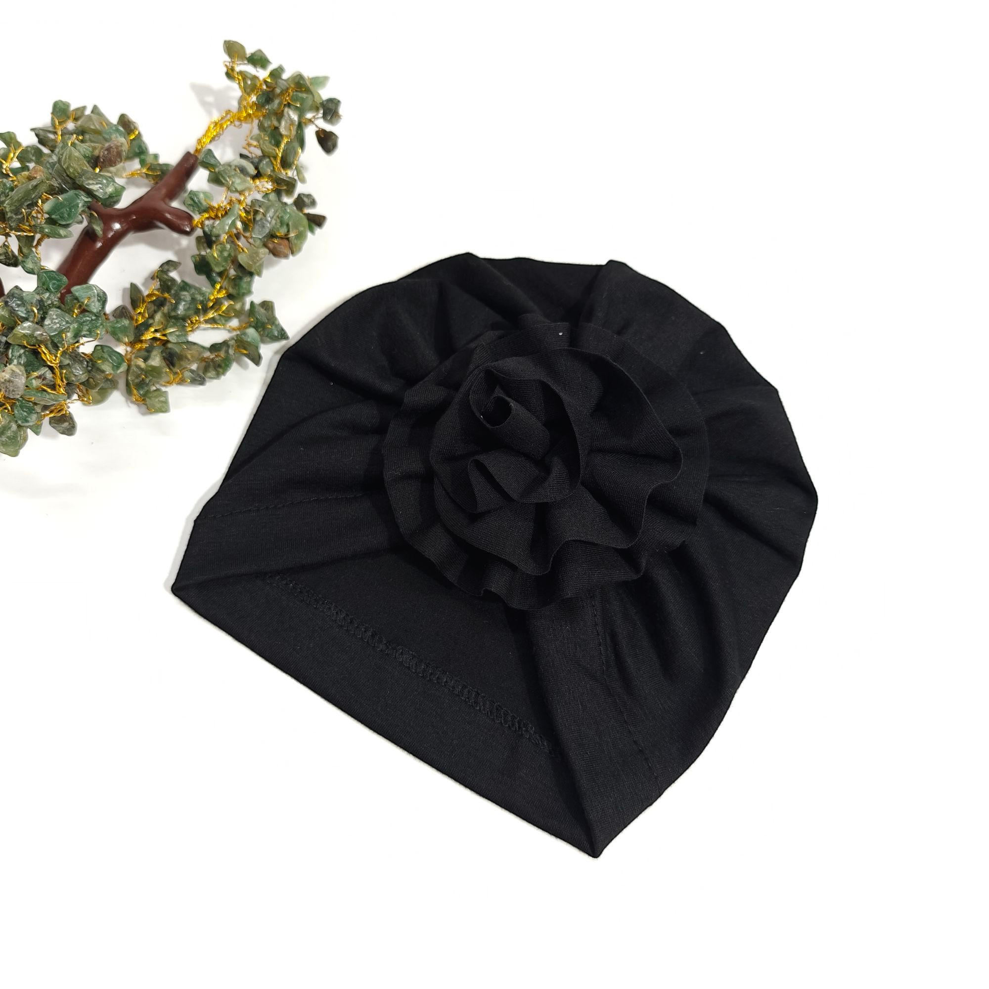Flower Applique Turban Cap