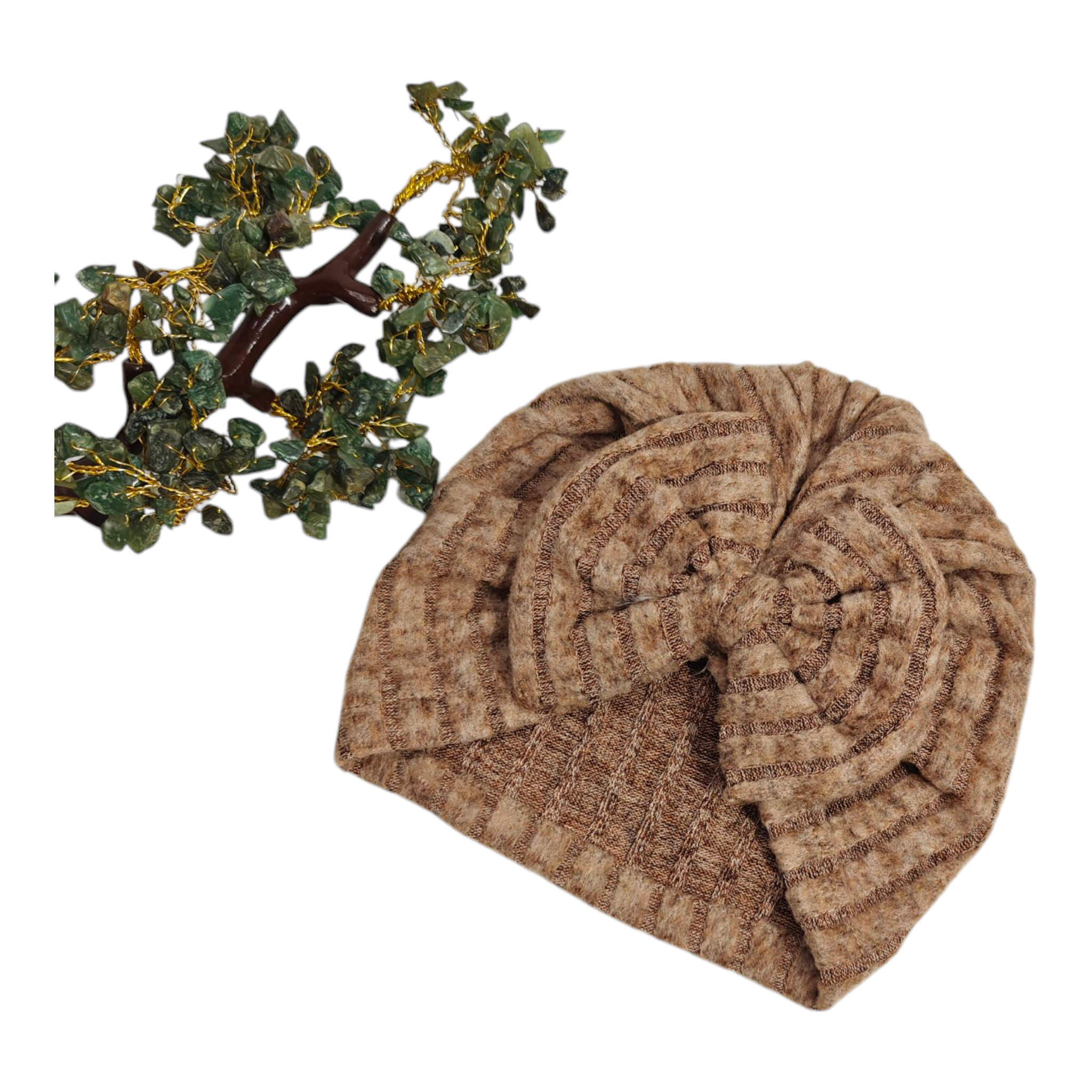 Stripes Pattern Bow Applique Turban Cap