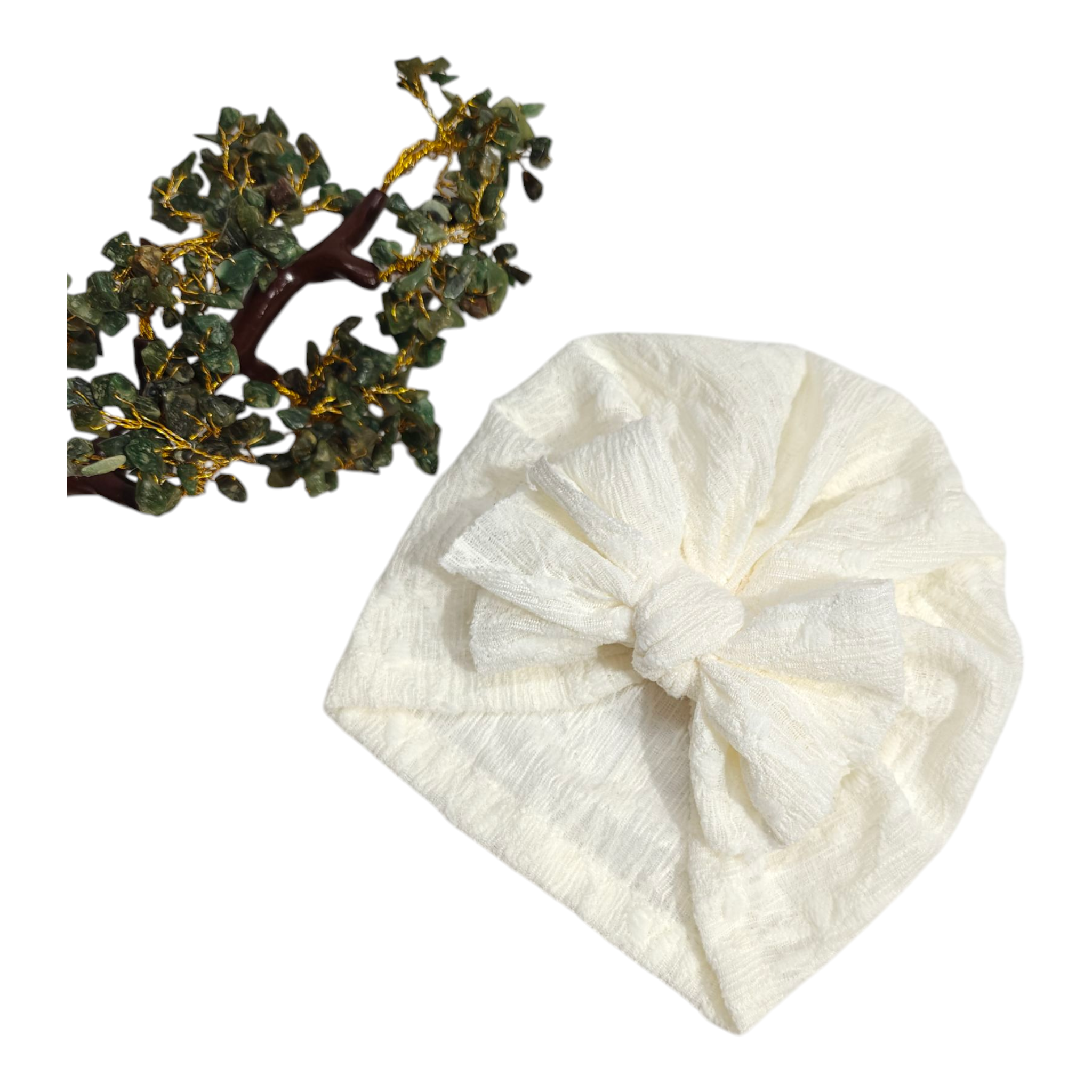 Embroidered Detailed Bow Applique Turban Cap