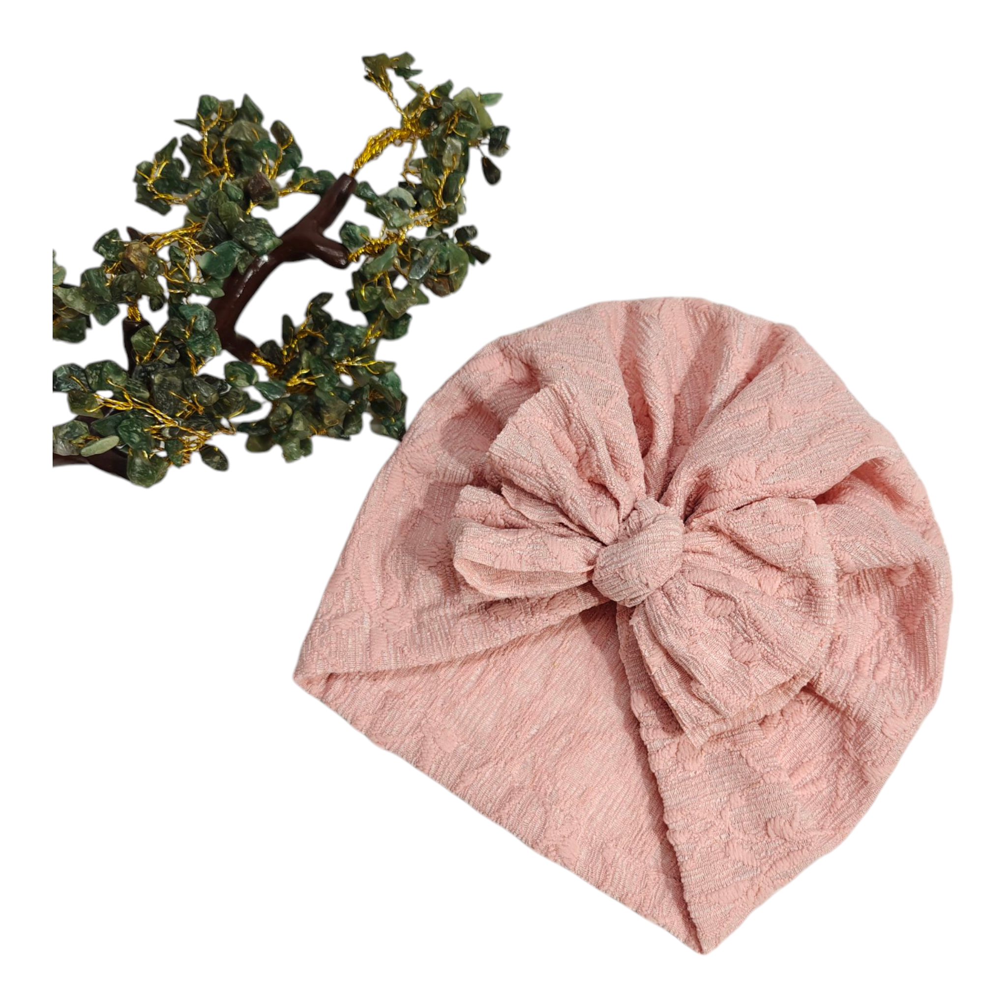 Embroidered Detailed Bow Applique Turban Cap