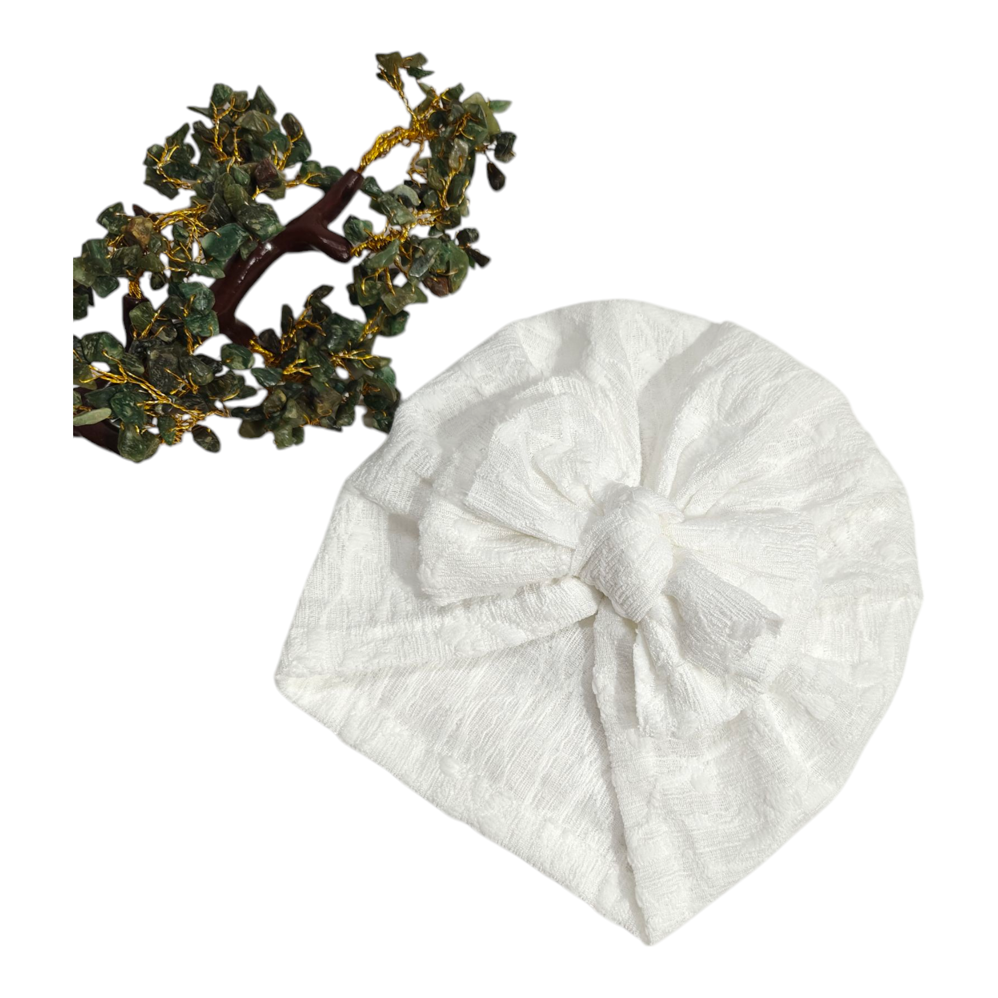 Embroidered Detailed Bow Applique Turban Cap