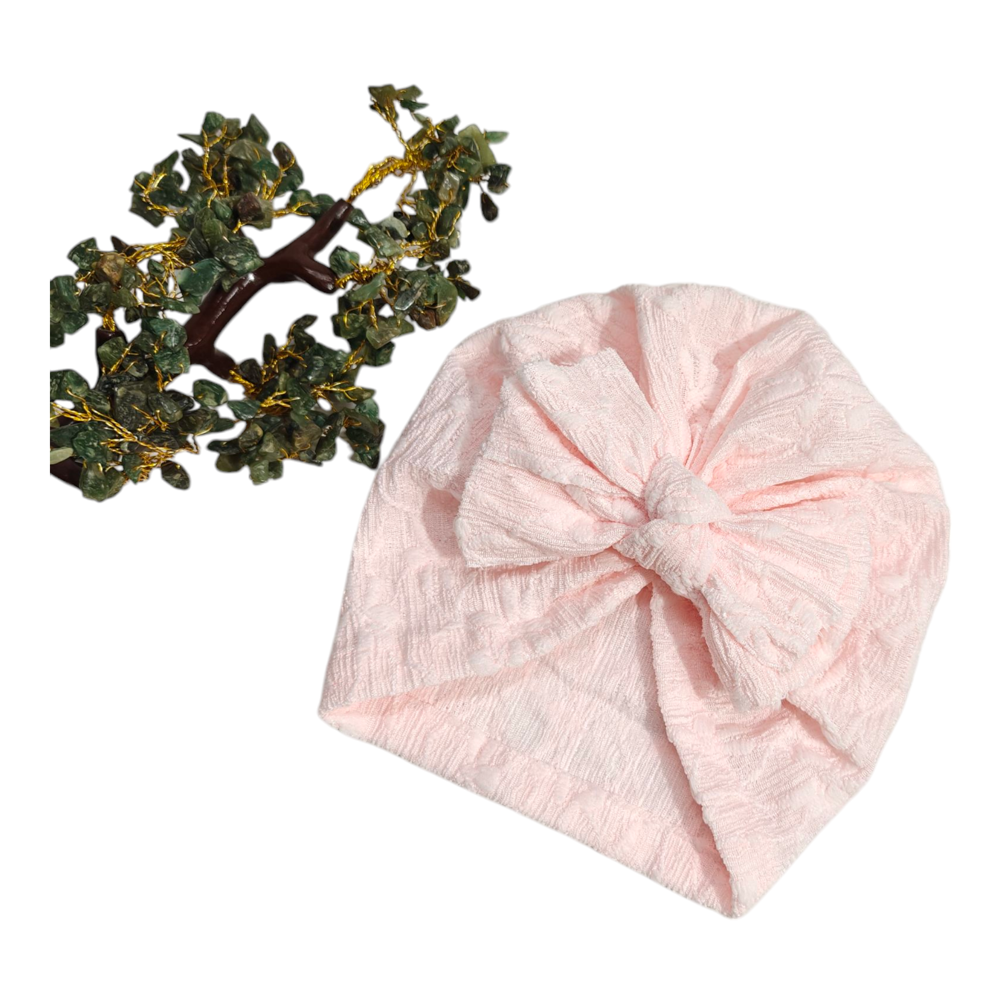 Embroidered Detailed Bow Applique Turban Cap