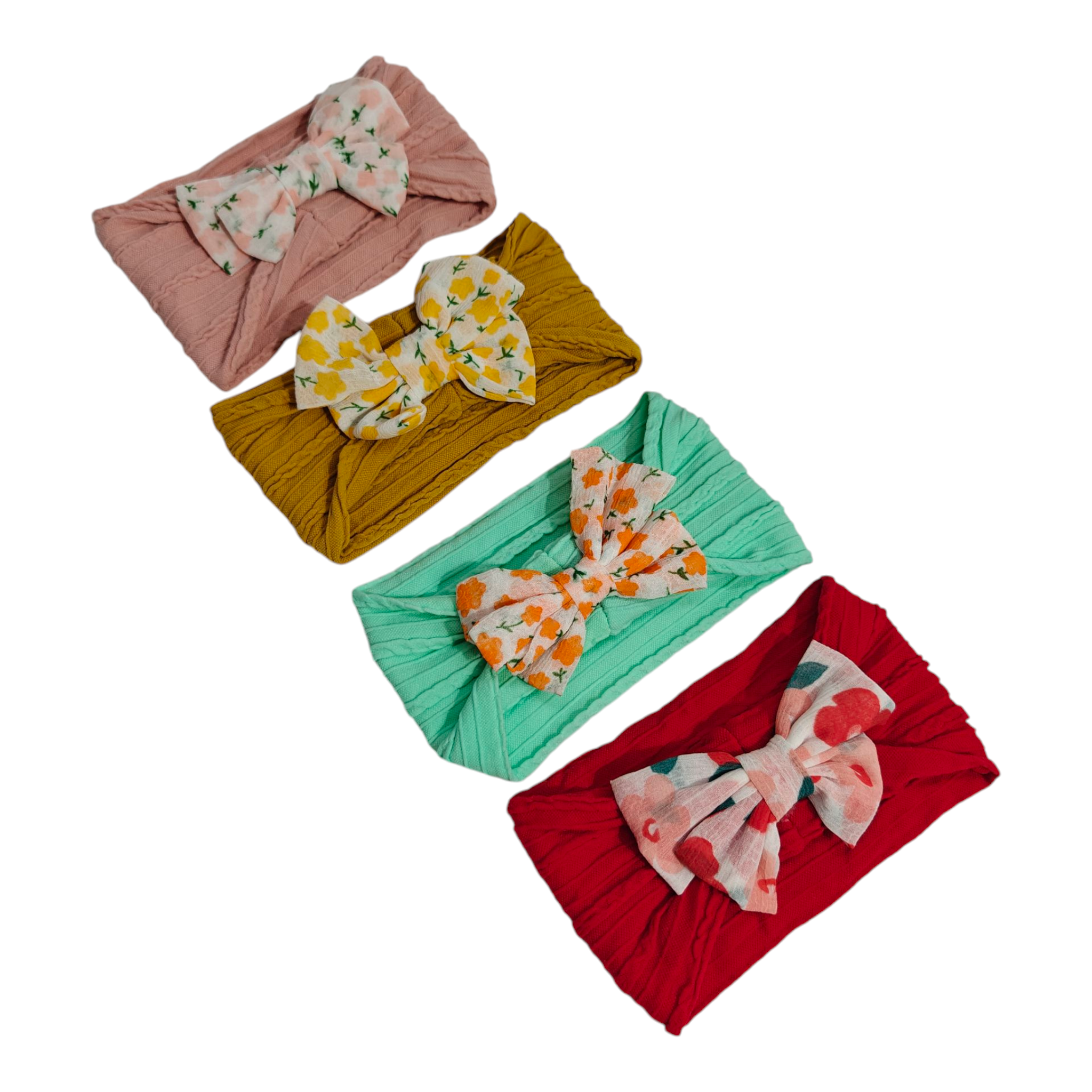 Flower Printed Bow Applique Headband