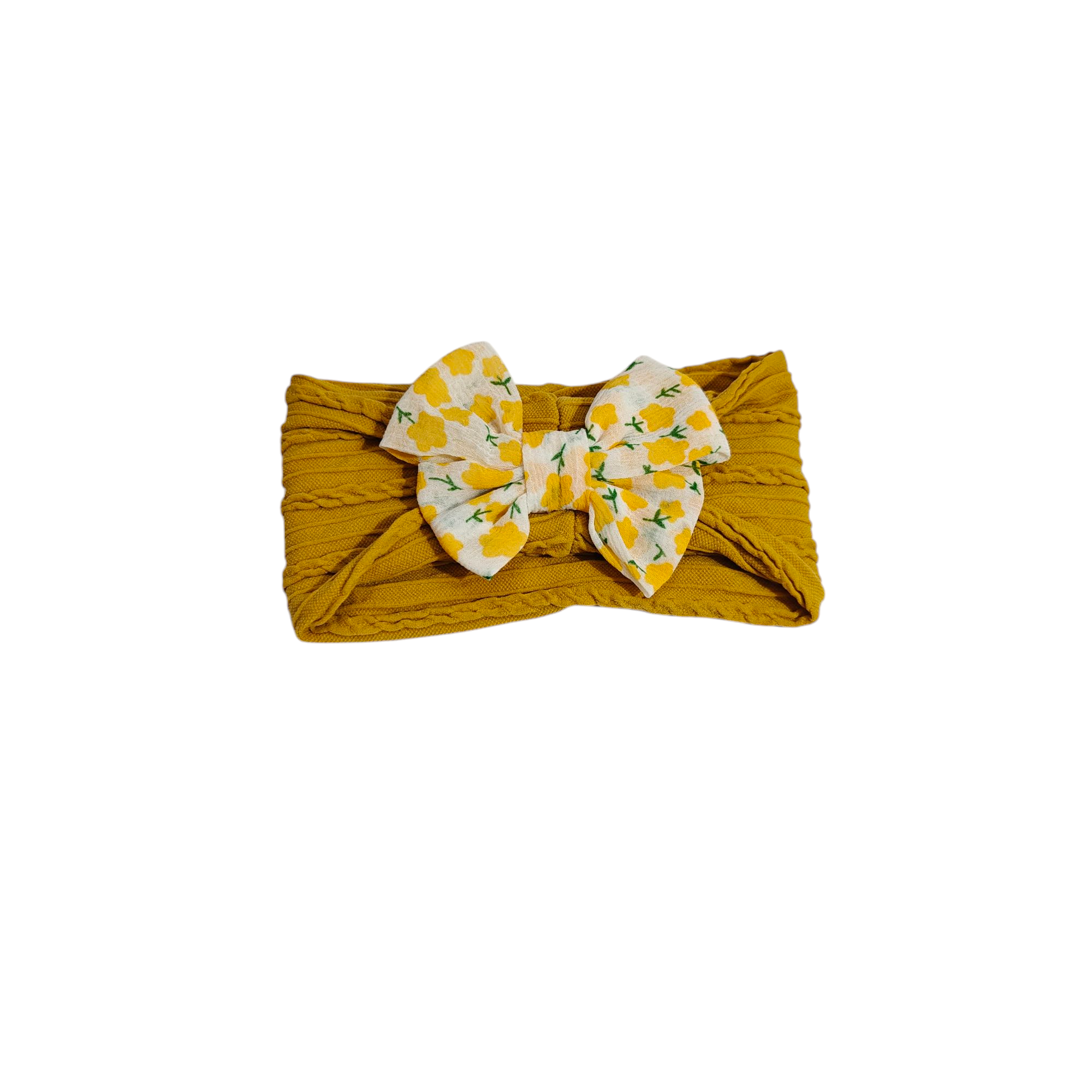 Flower Printed Bow Applique Headband