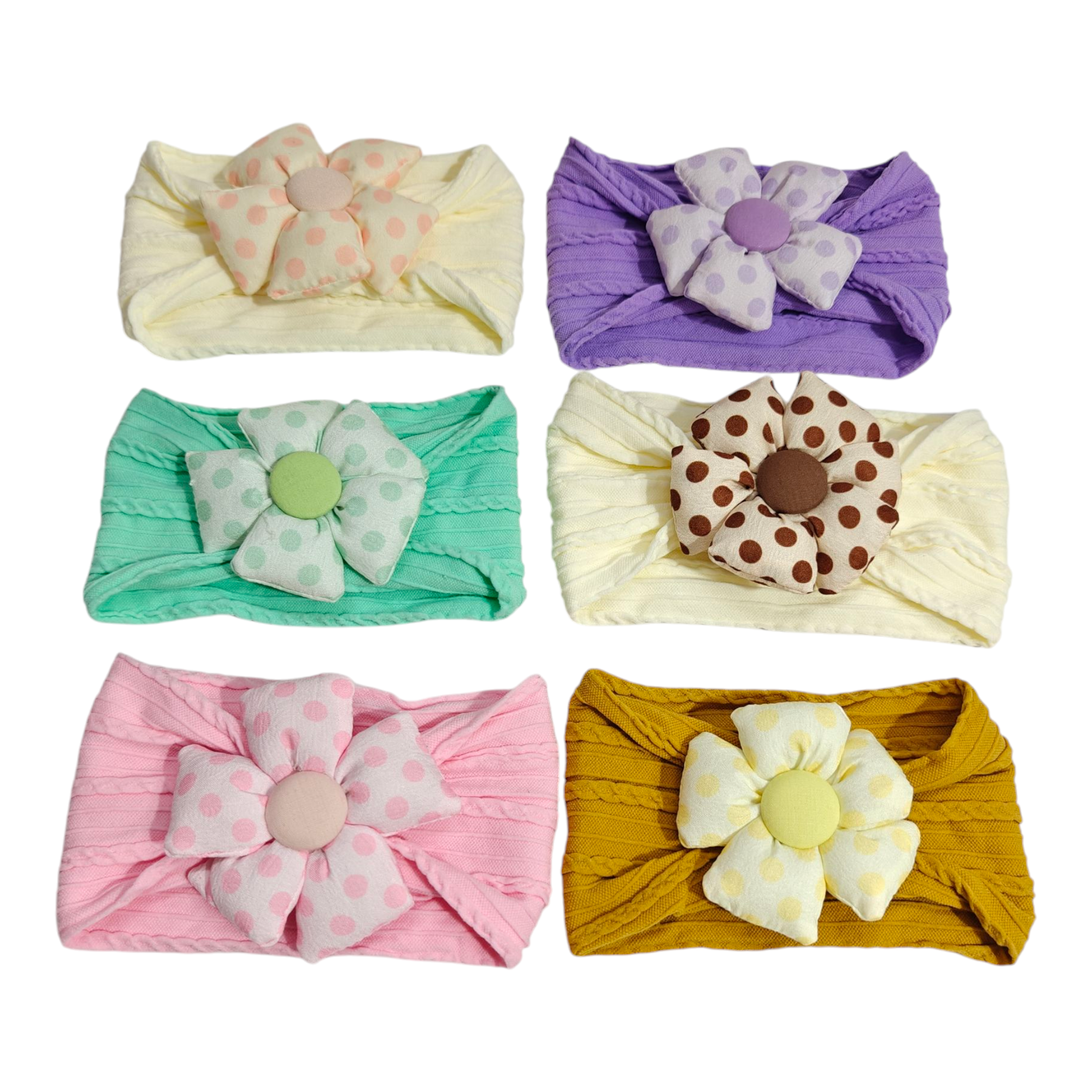 Polka Dots Printed Flower Applique Headband