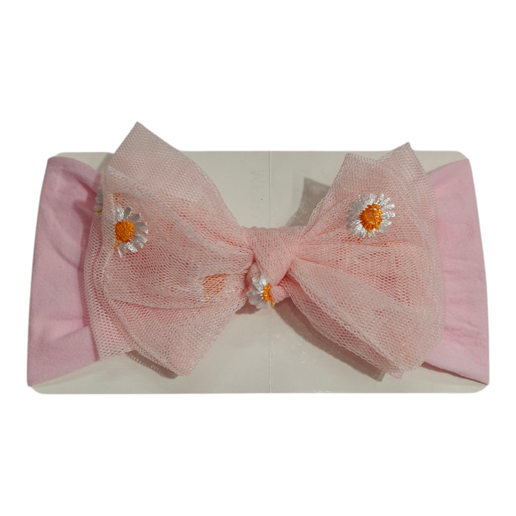Sunflower Printed Net Bow Applique Headband
