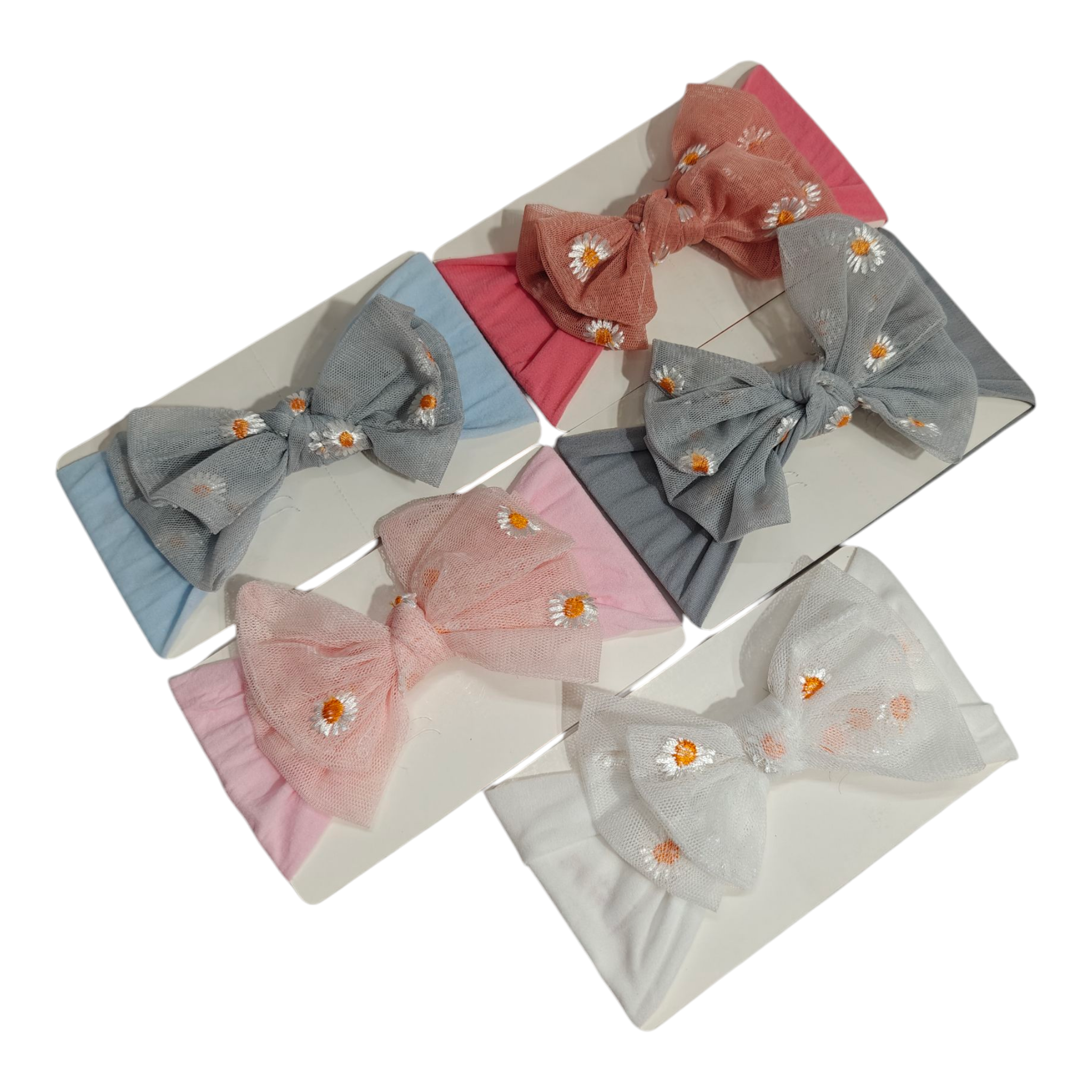 Sunflower Printed Net Bow Applique Headband