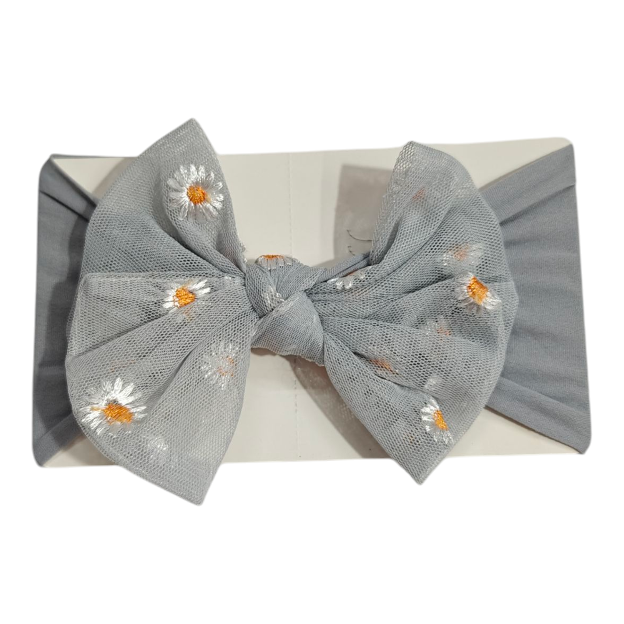 Sunflower Printed Net Bow Applique Headband