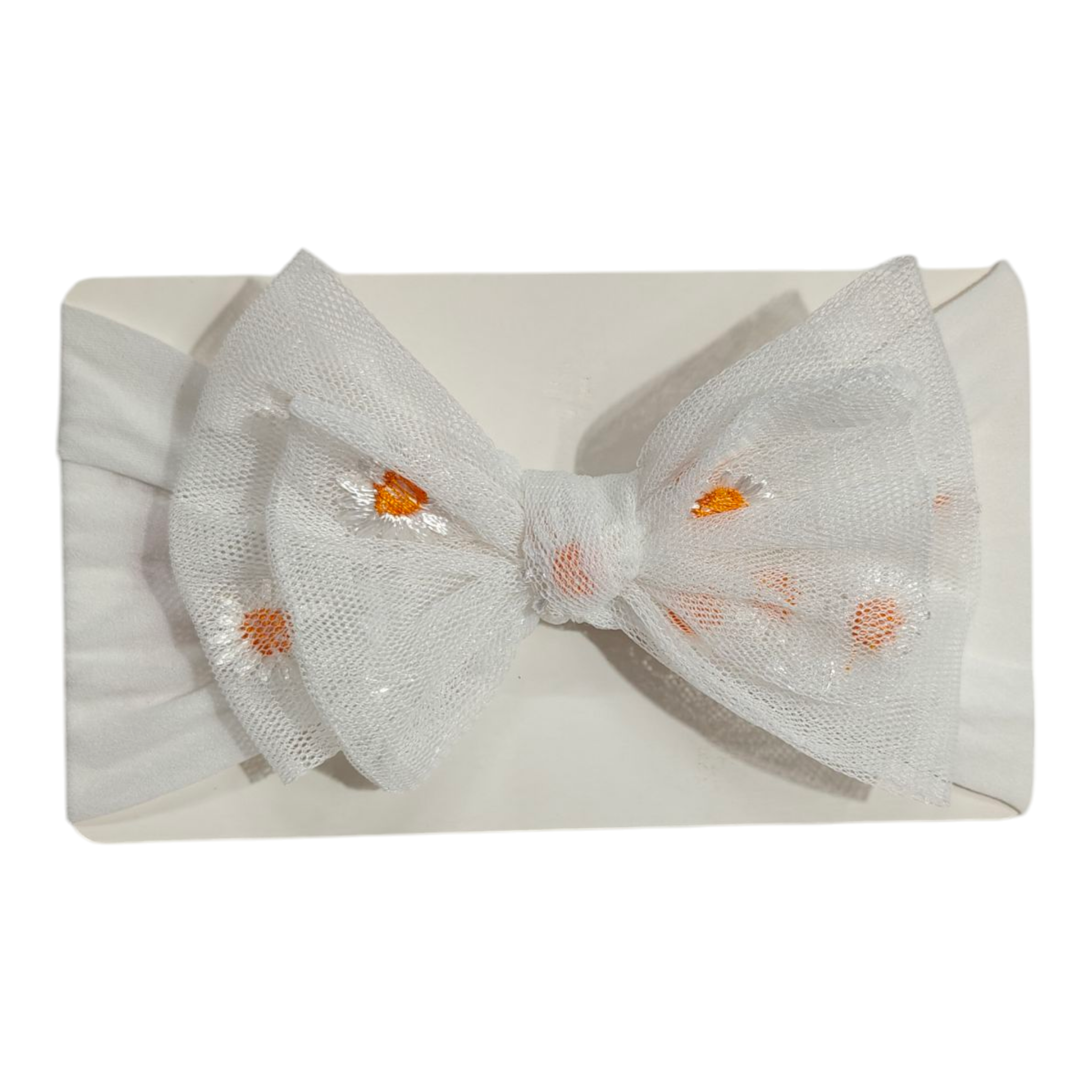Sunflower Printed Net Bow Applique Headband