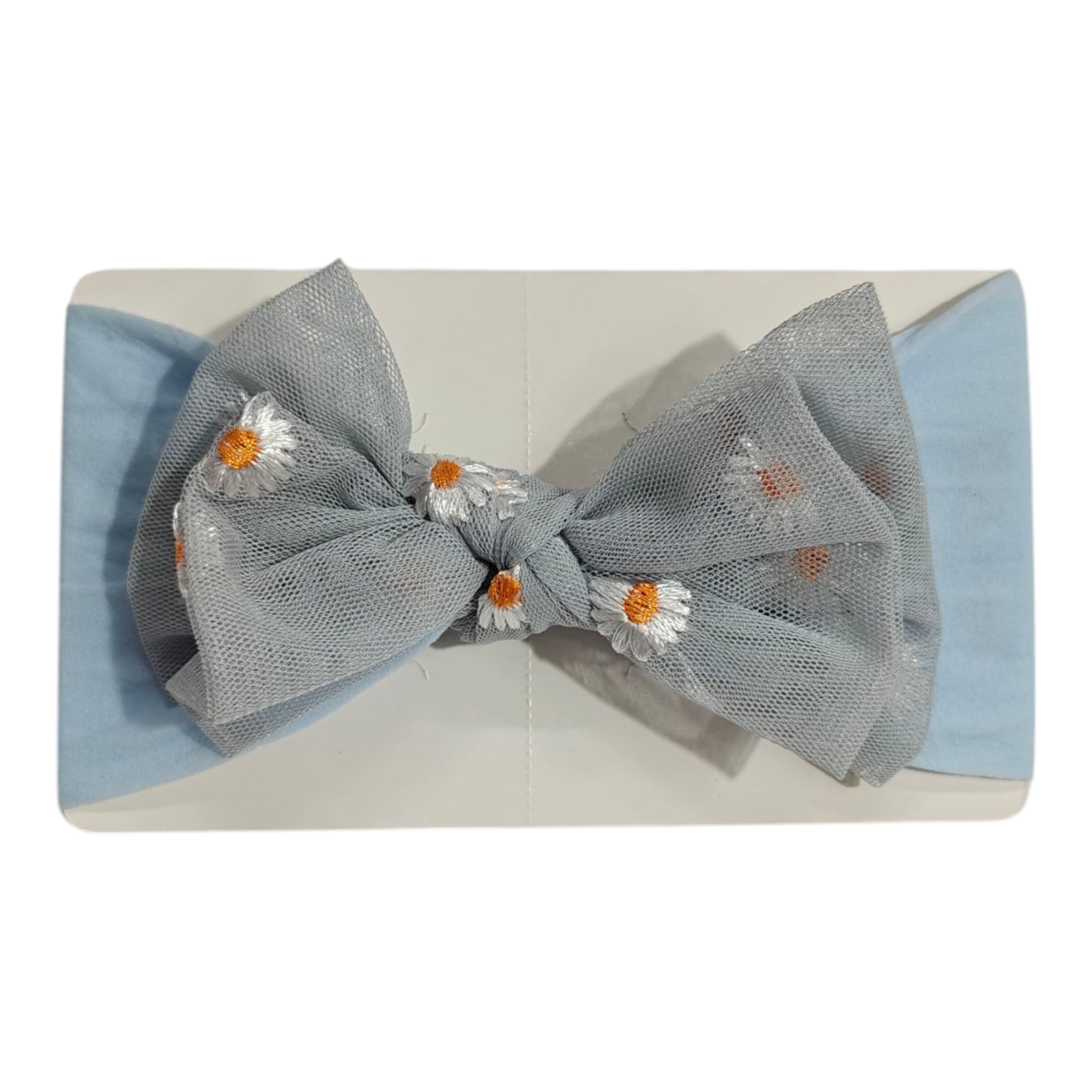 Sunflower Printed Net Bow Applique Headband