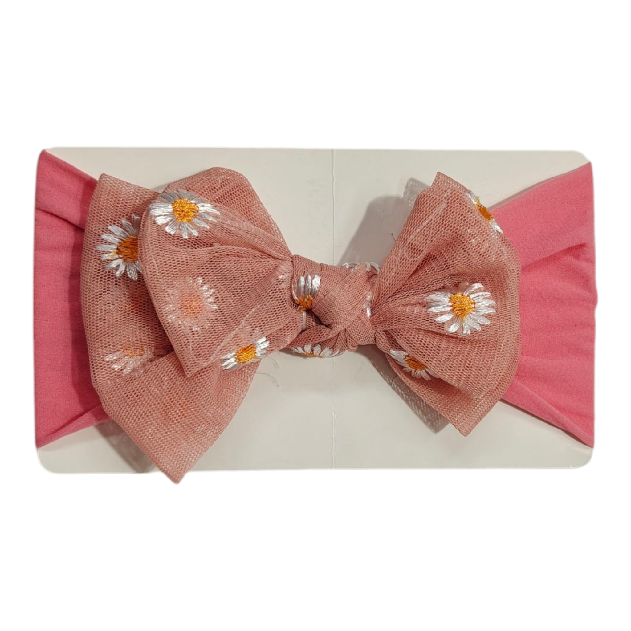 Sunflower Printed Net Bow Applique Headband
