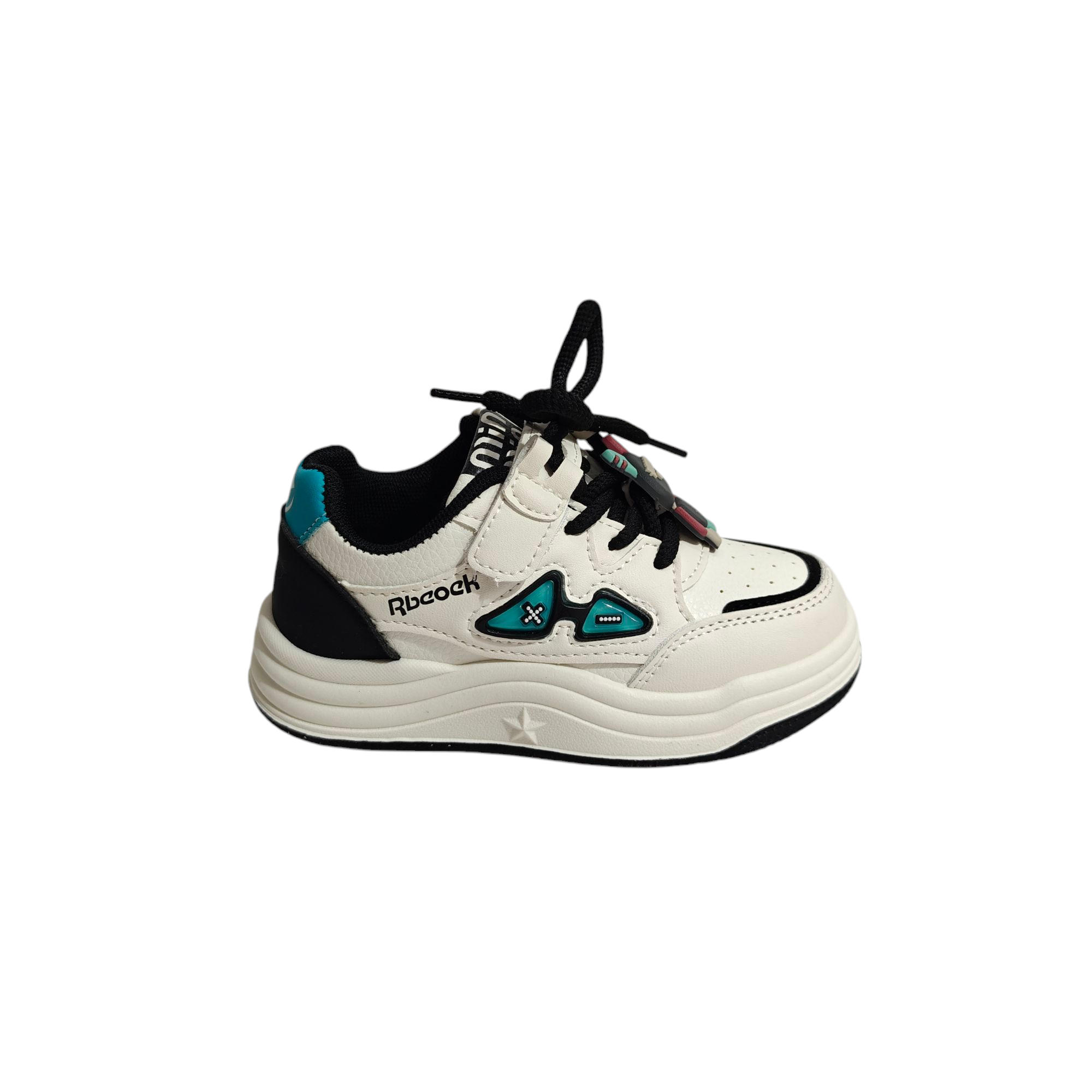 Charm Applique Lace Design Velcro Closure Sneakers - Black