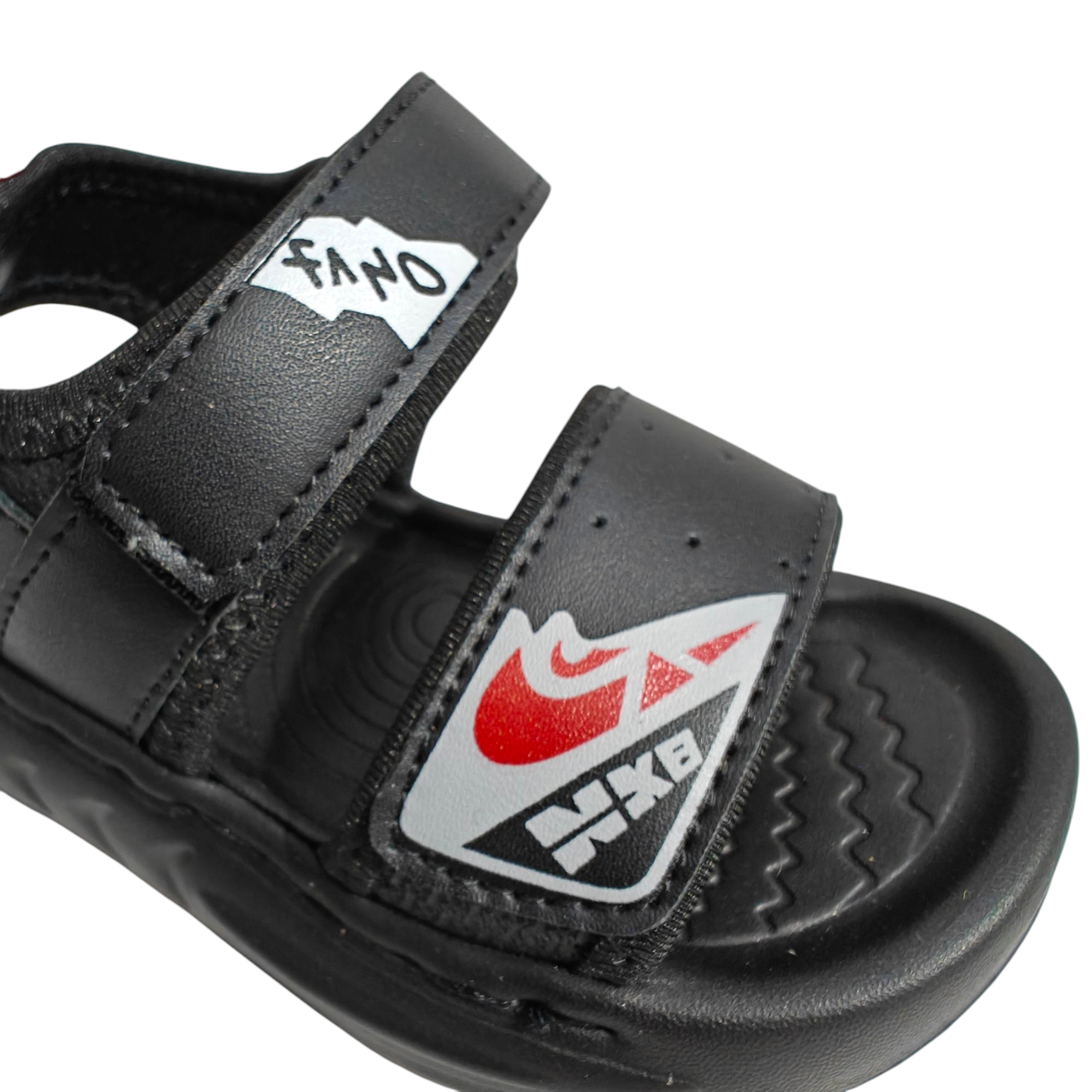 Patch Detail Velcro Closure Sandal - Black