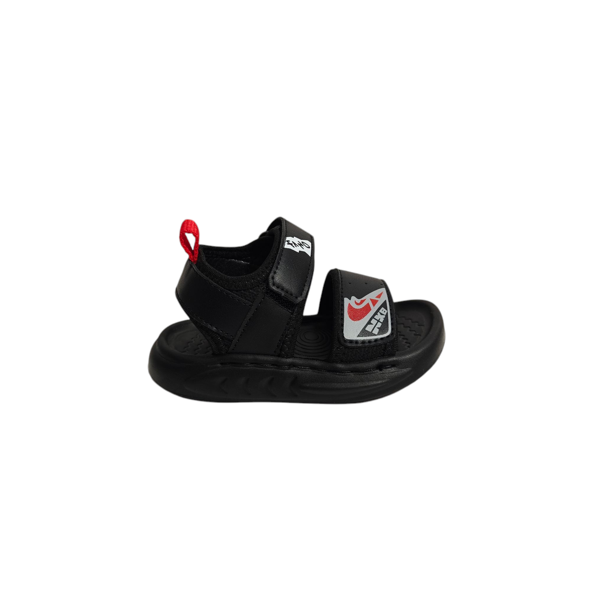 Patch Detail Velcro Closure Sandal - Black