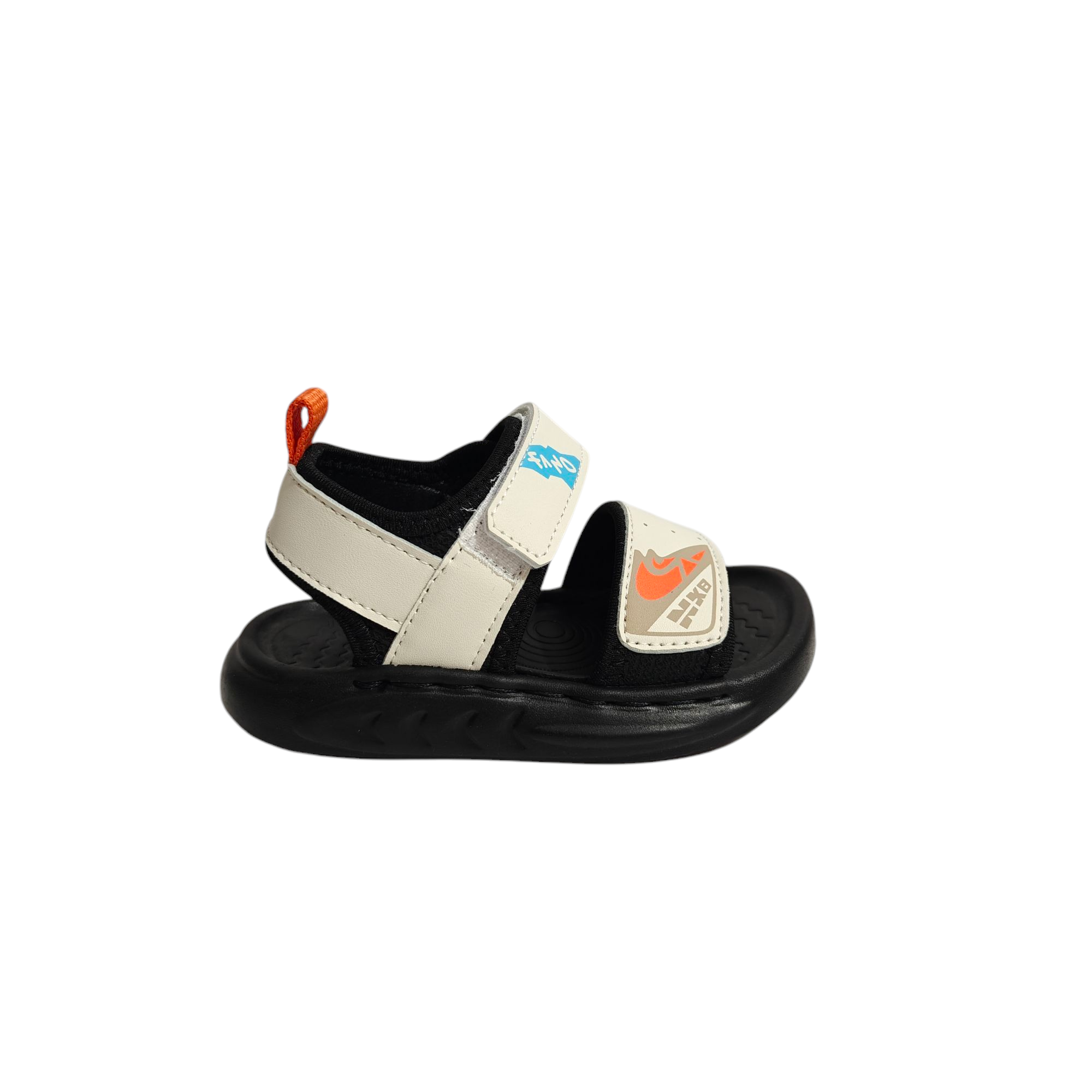 Patch Detail Velcro Closure Sandal - White
