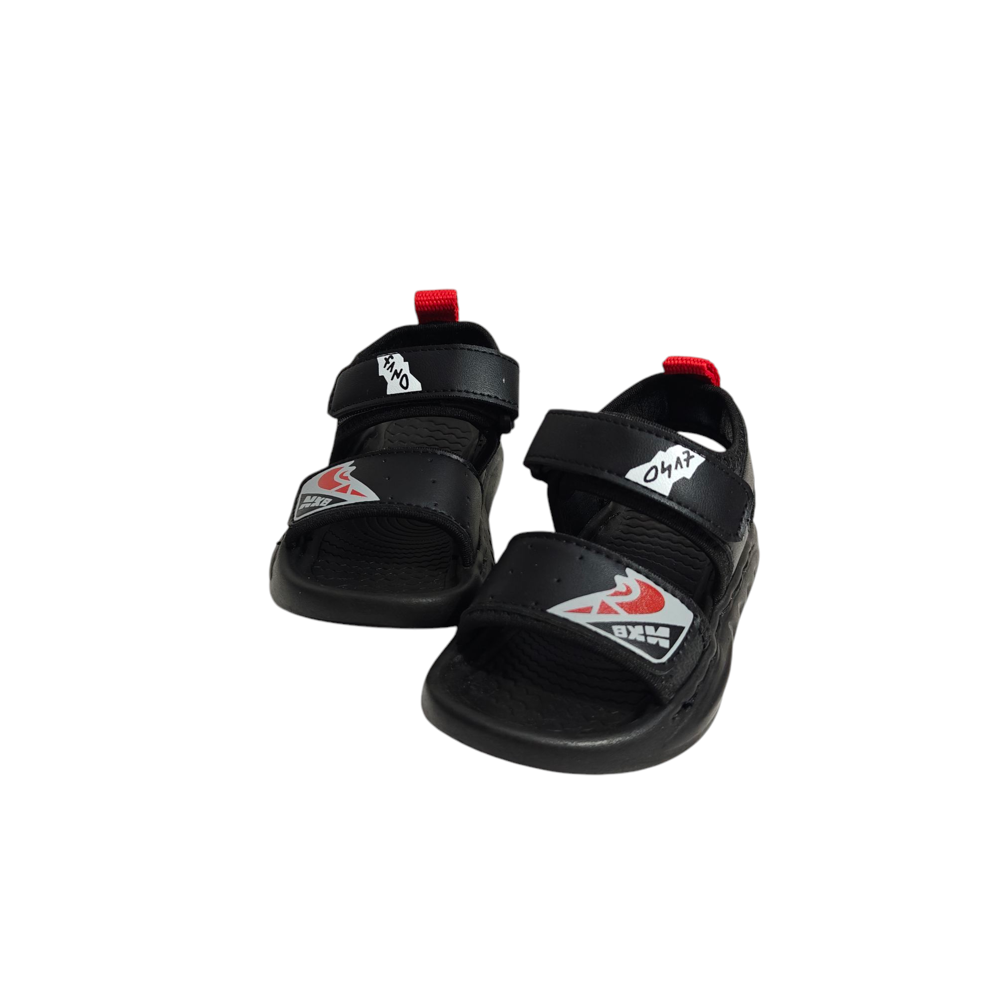 Patch Detail Velcro Closure Sandal - Black