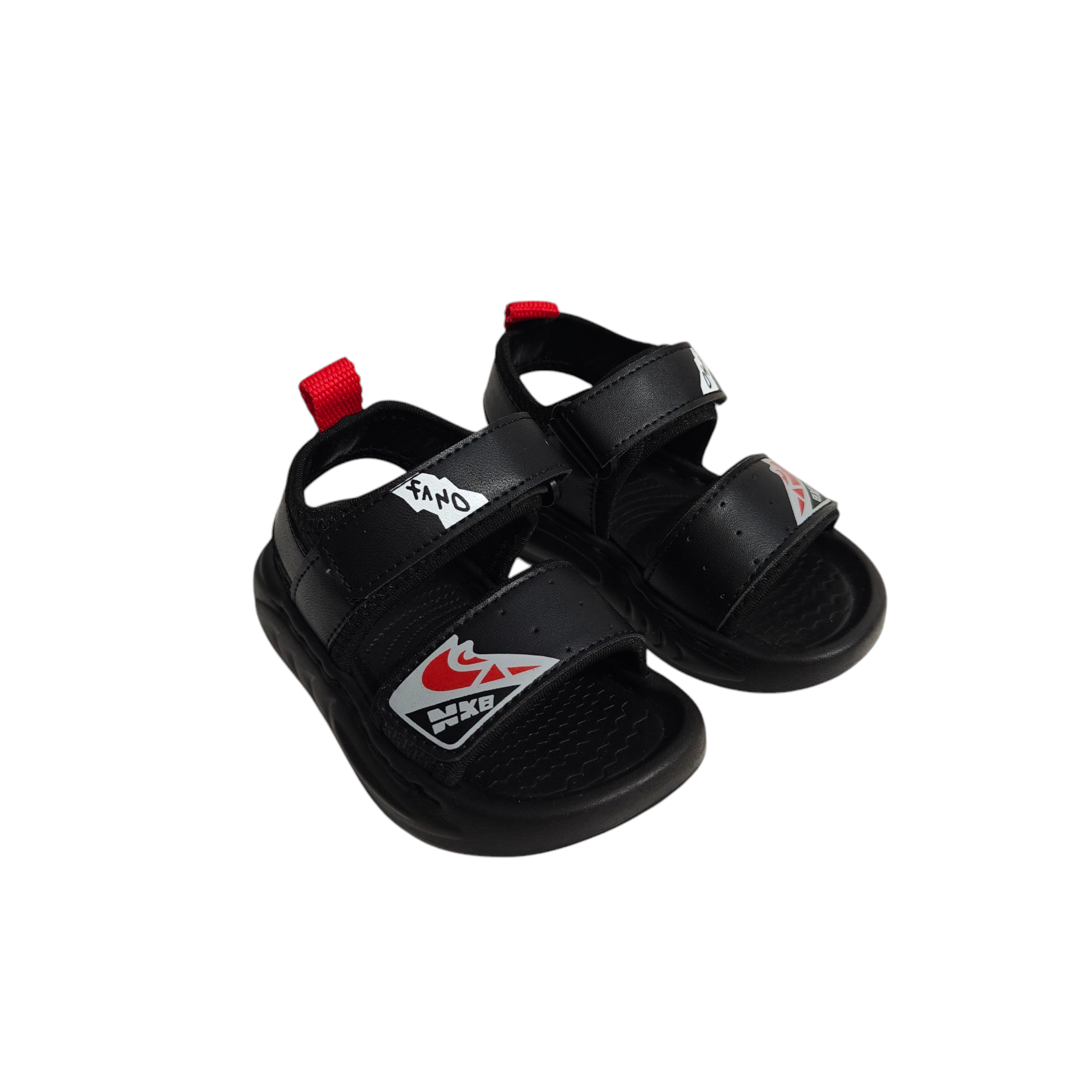 Patch Detail Velcro Closure Sandal - Black