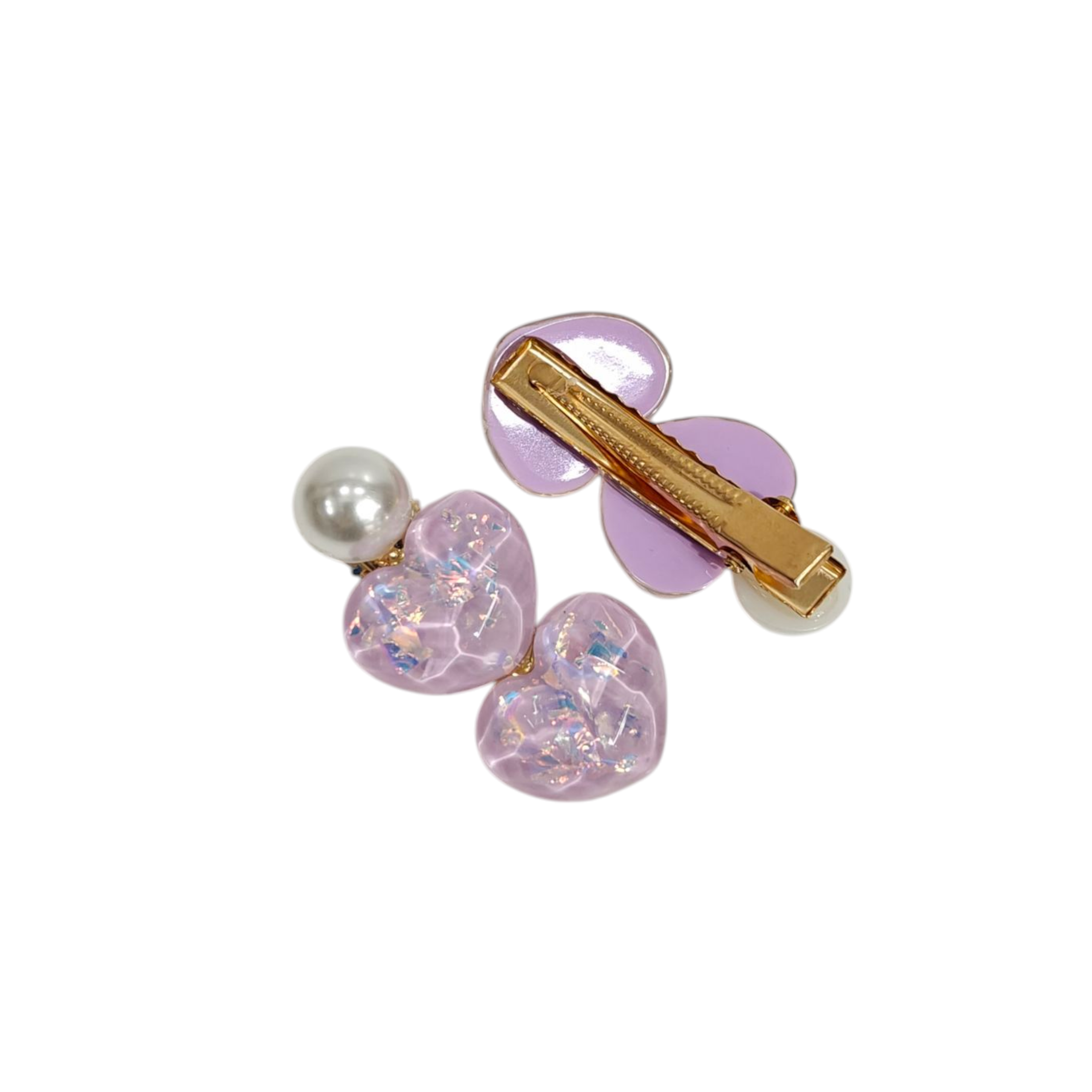HEART SHAPE PEARL APPLIQUE HAIR PINS