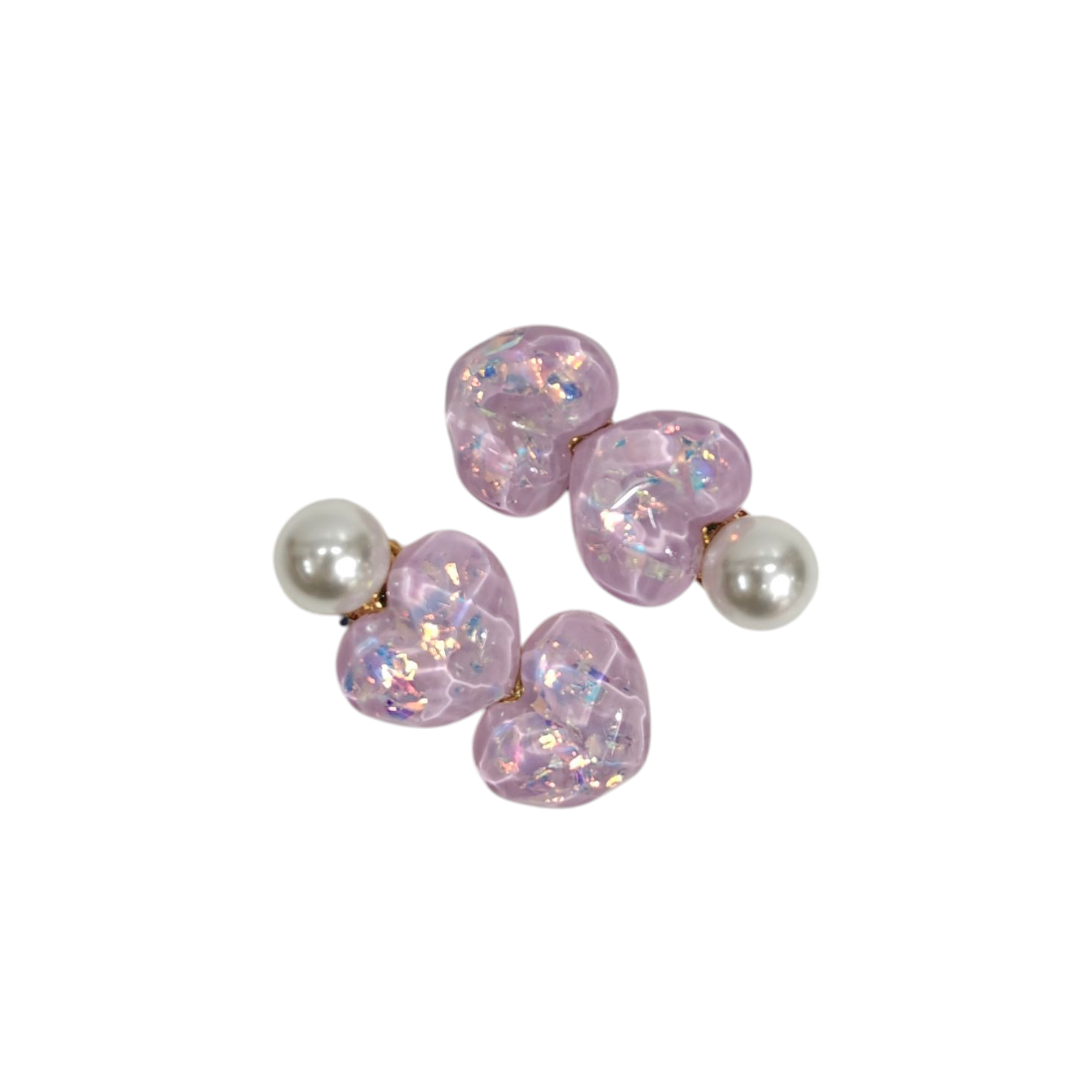 HEART SHAPE PEARL APPLIQUE HAIR PINS