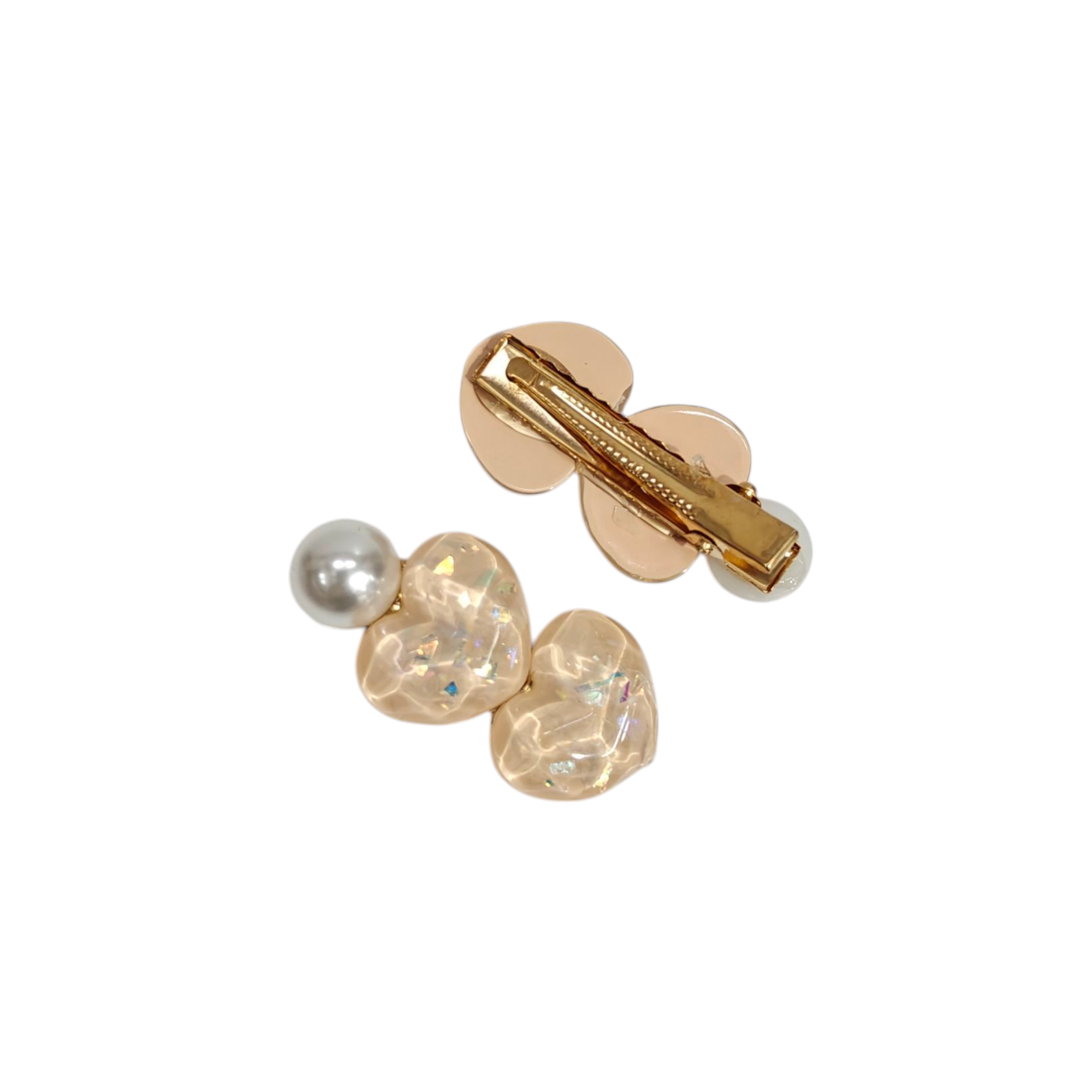 HEART SHAPE PEARL APPLIQUE HAIR PINS