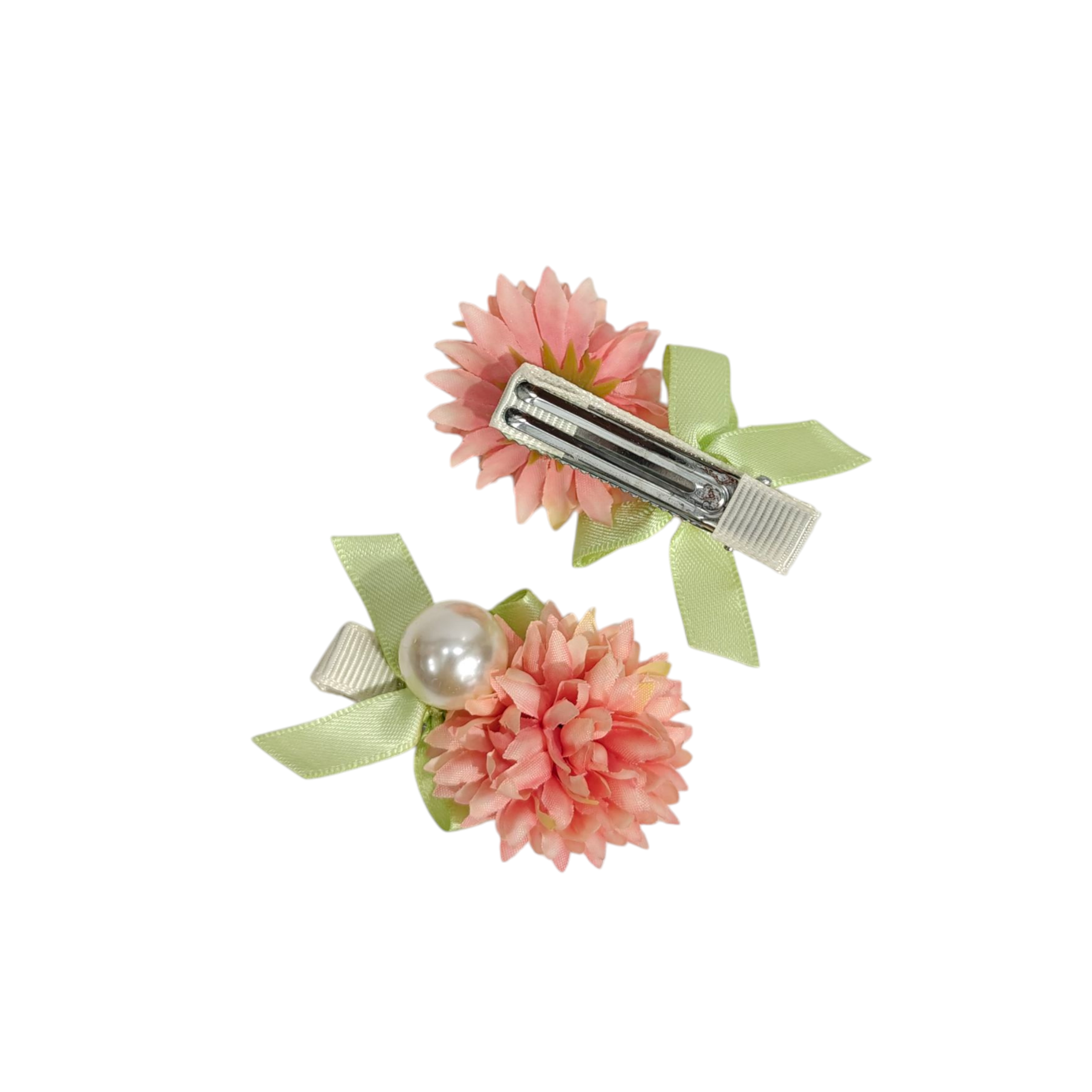 PEARL KNOT & FLOWER APPLIQUE HAIR PINS