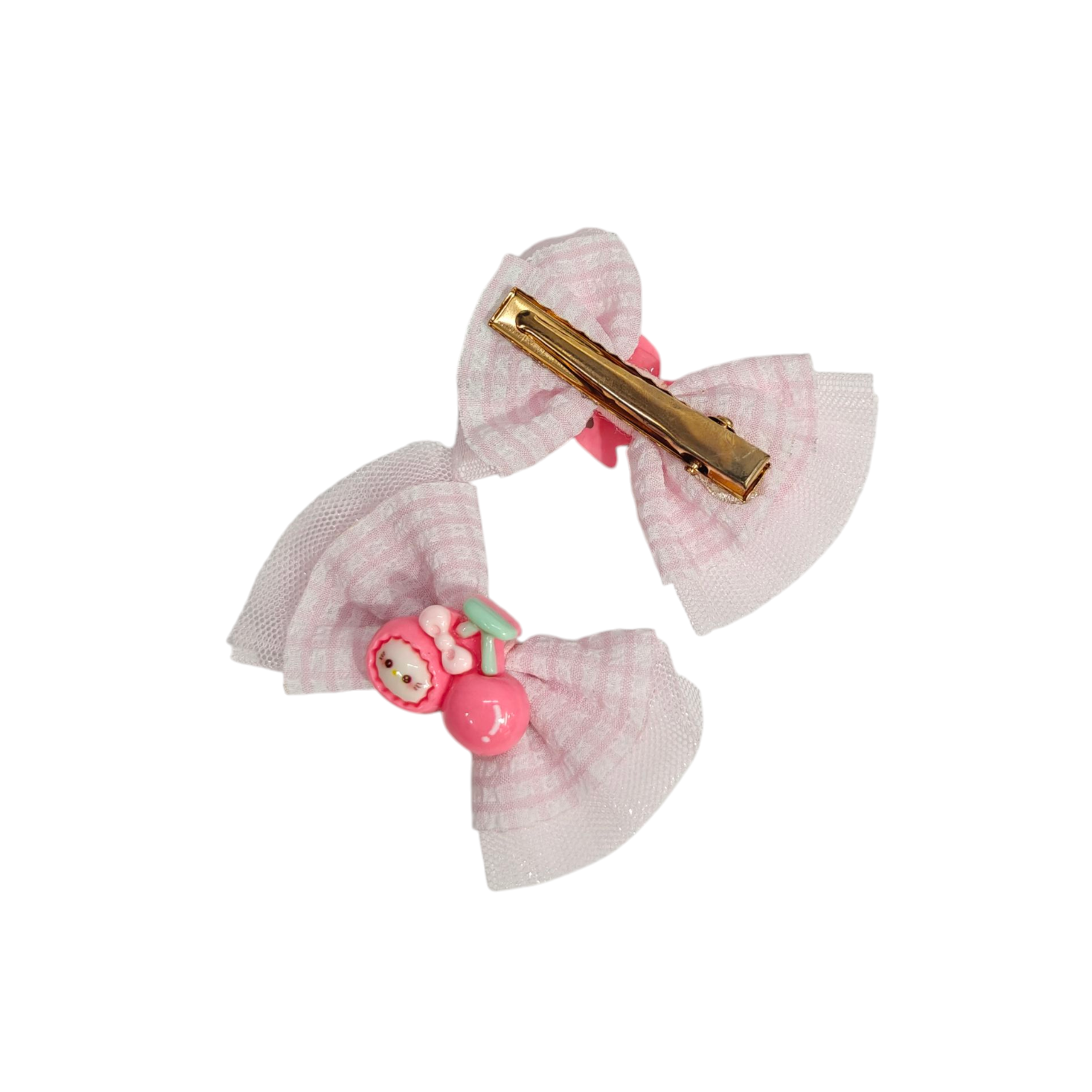 DOUBLE BOW & CARTOON APPLIQUE HAIR PINS