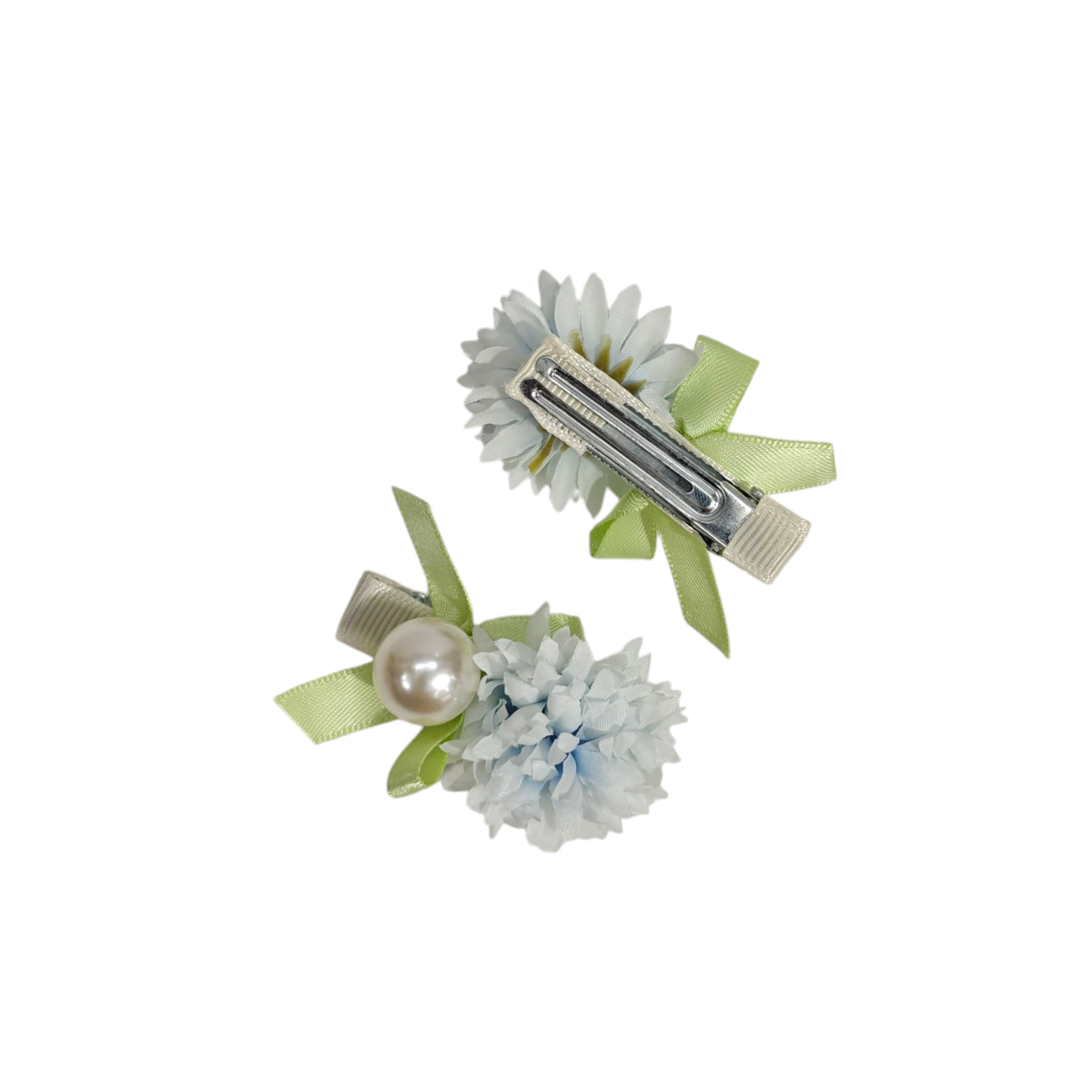 PEARL KNOT & FLOWER APPLIQUE HAIR PINS