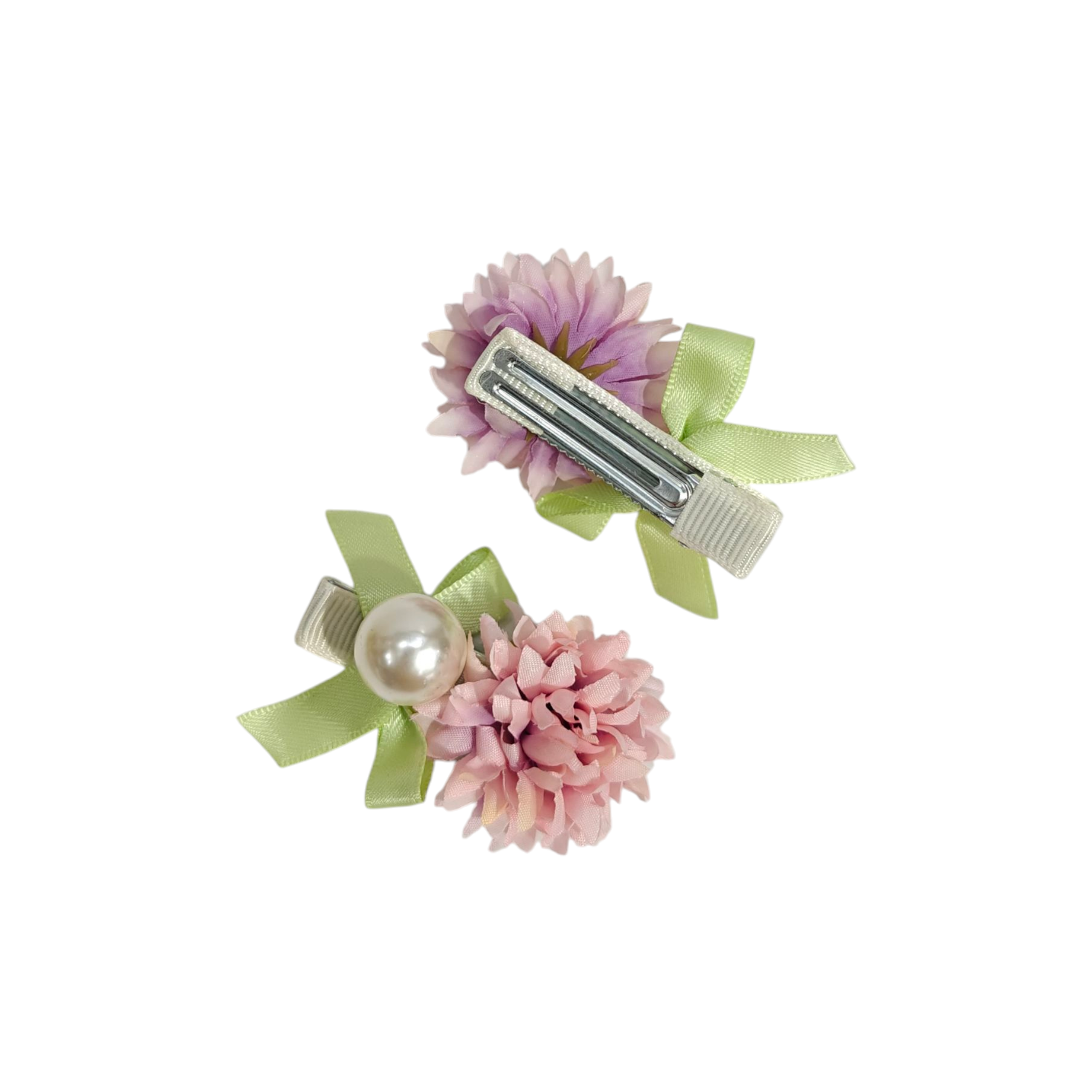 PEARL KNOT & FLOWER APPLIQUE HAIR PINS