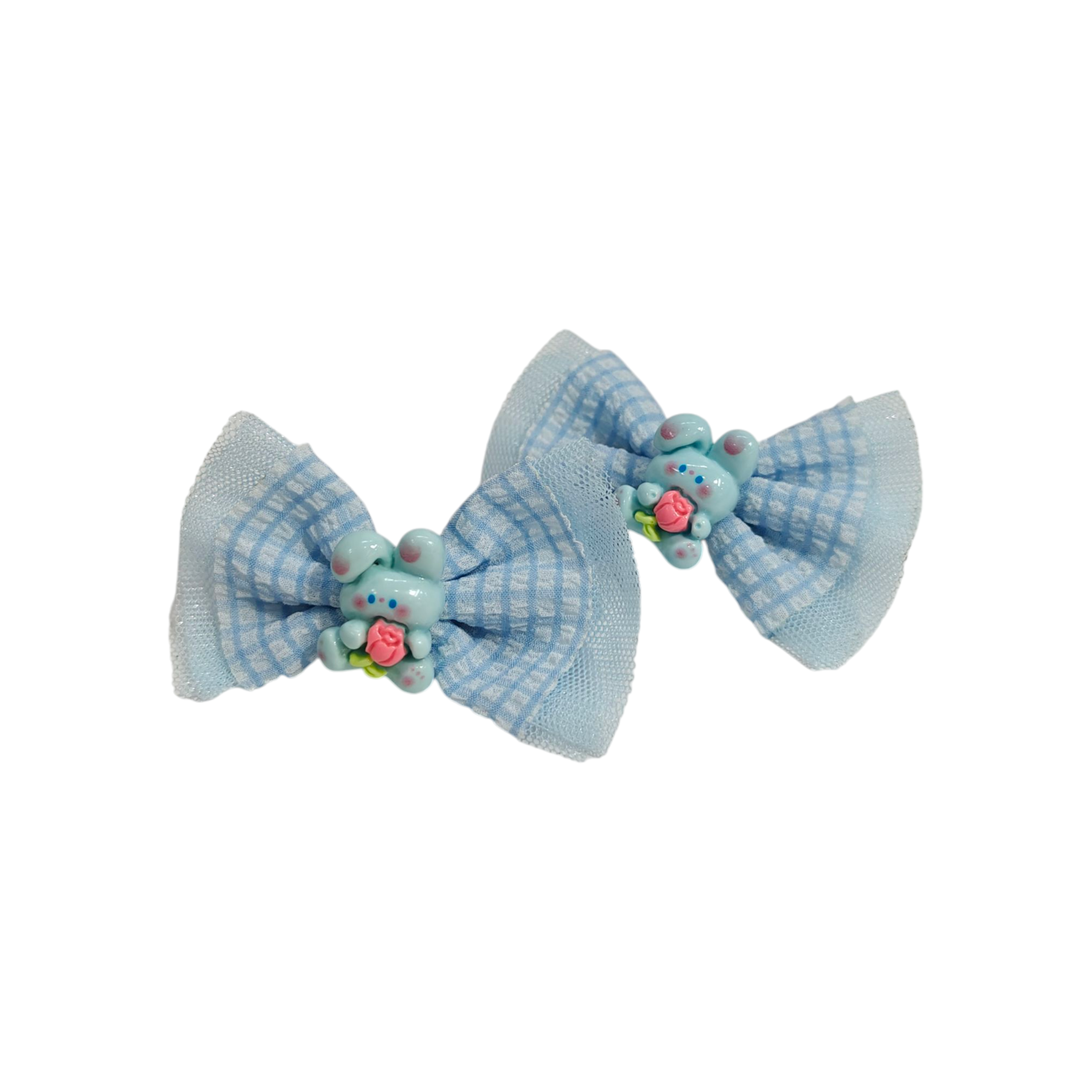 DOUBLE BOW & CARTOON APPLIQUE HAIR PINS