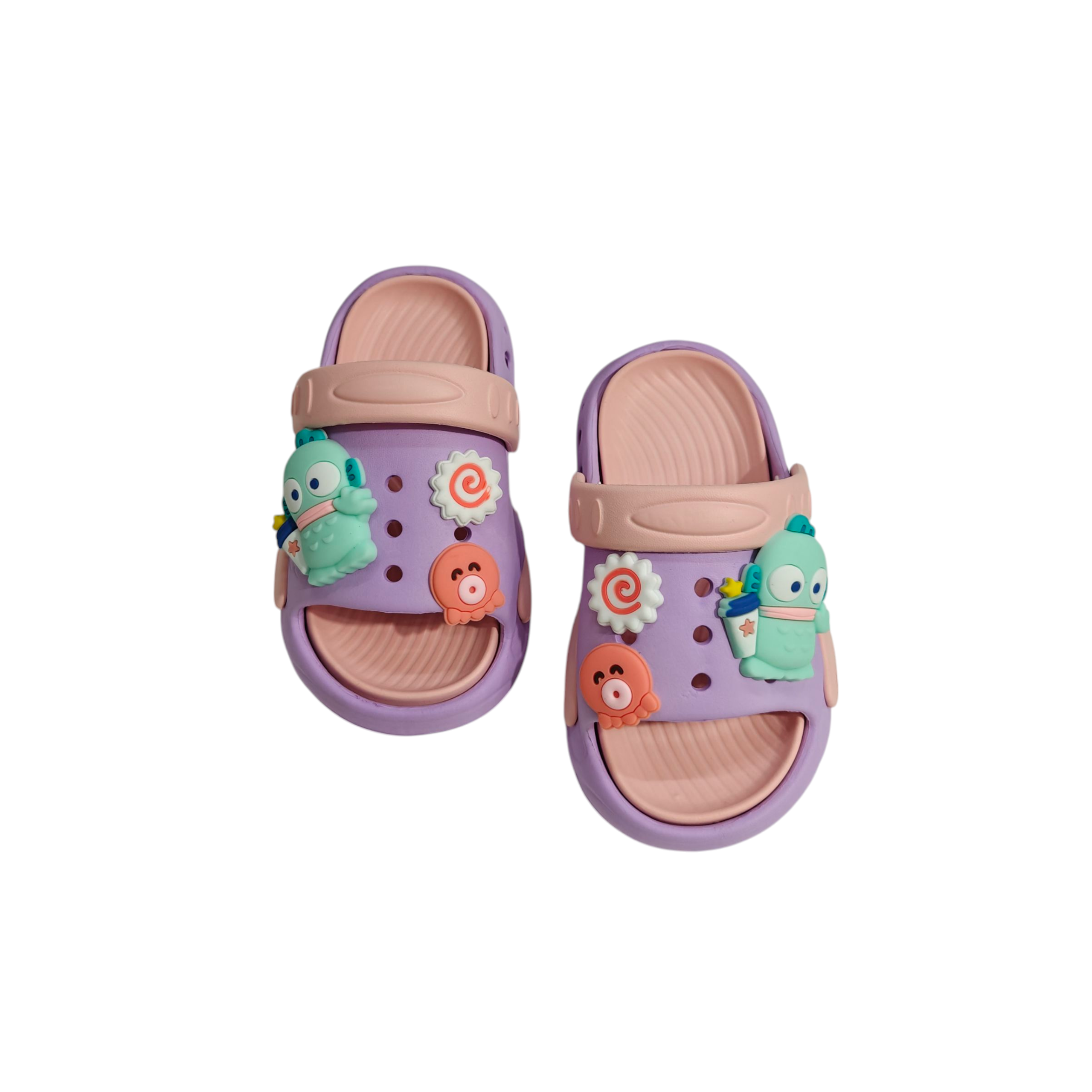 CARTOON APPIQUE SANDAL STYLE CLOGS - PURPLE