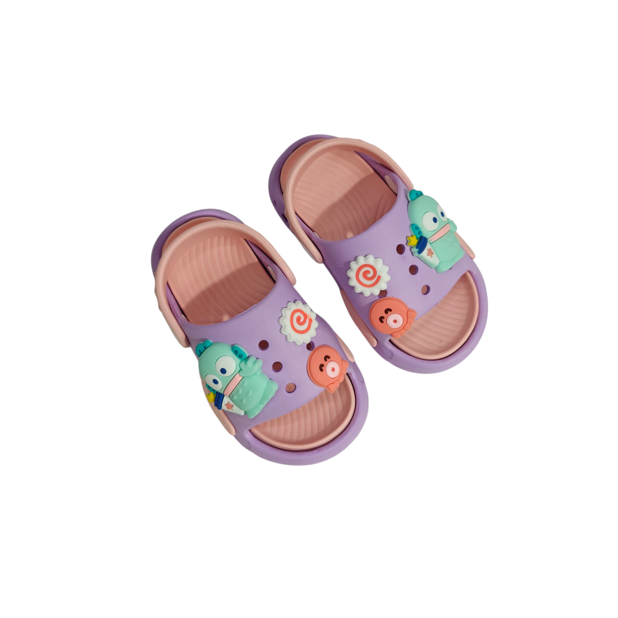 CARTOON APPIQUE SANDAL STYLE CLOGS - PURPLE