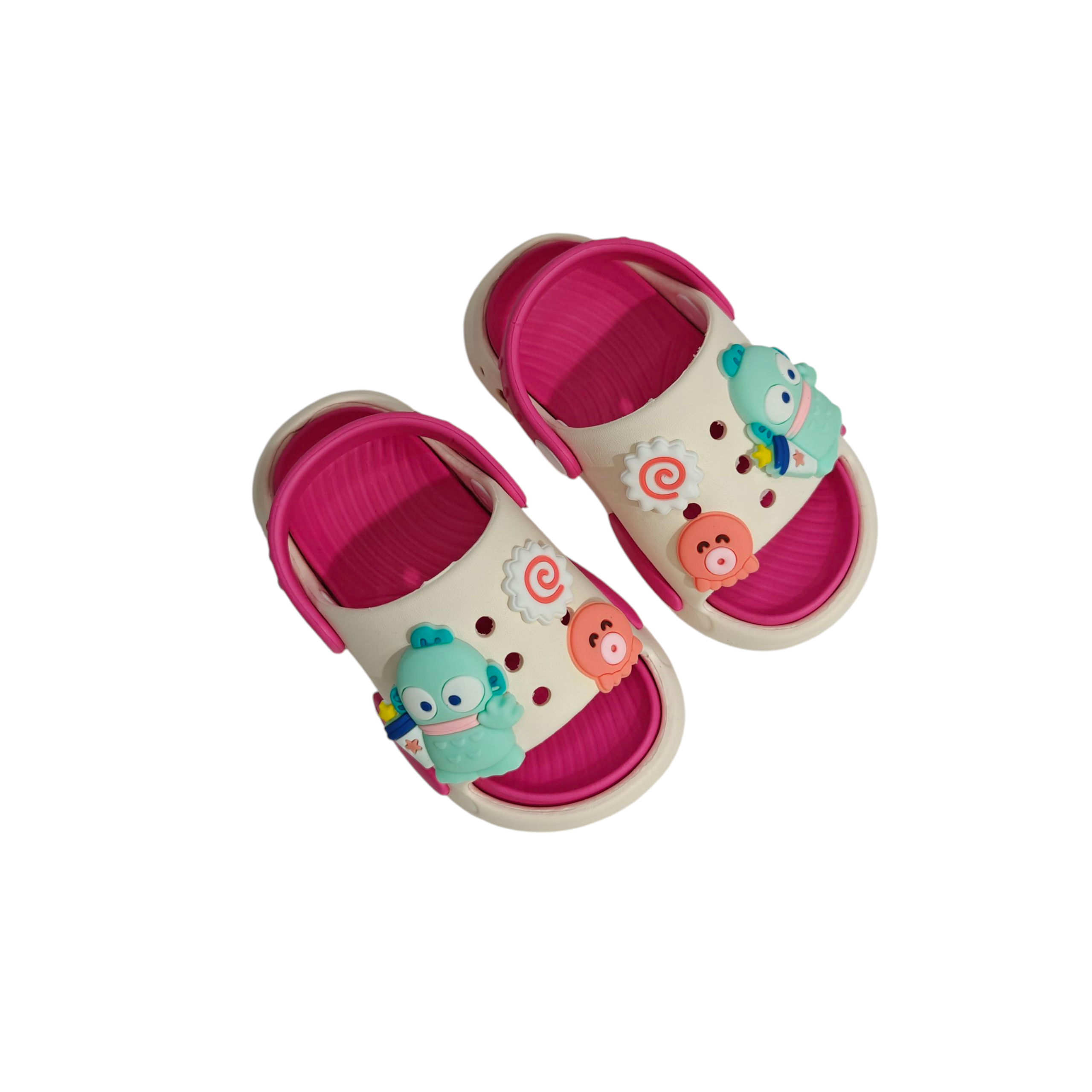 CARTOON APPIQUE SANDAL STYLE CLOGS - DARK PINK