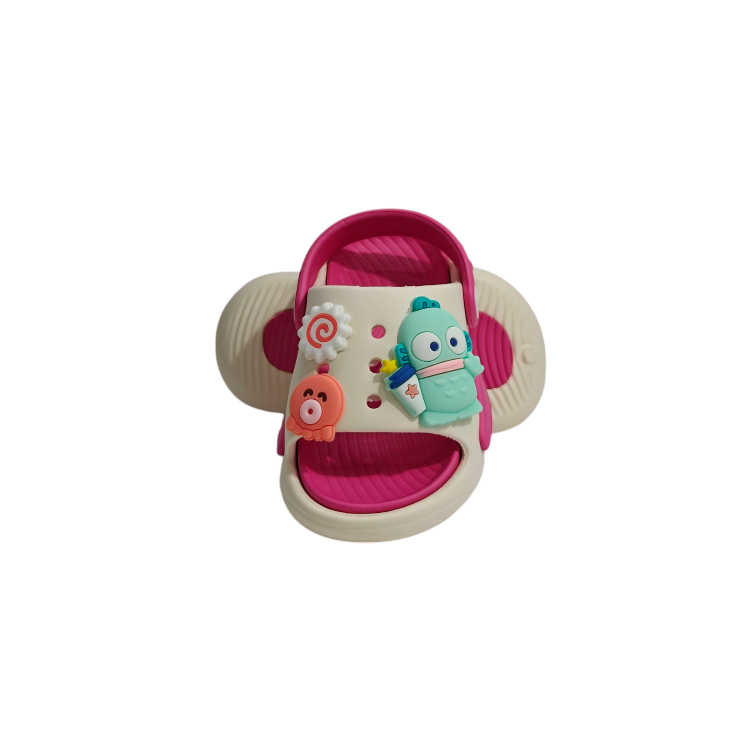 CARTOON APPIQUE SANDAL STYLE CLOGS - DARK PINK