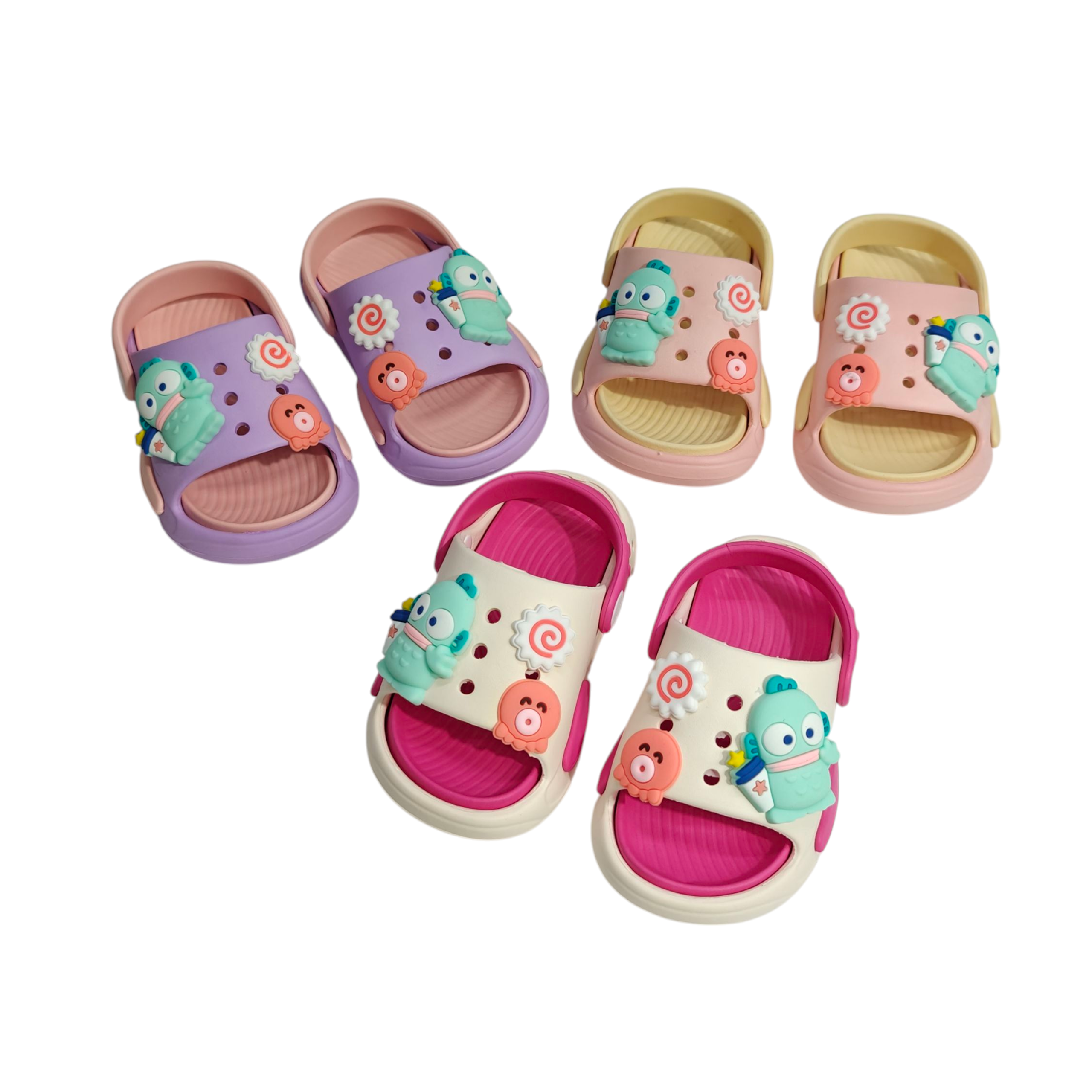 CARTOON APPIQUE SANDAL STYLE CLOGS - DARK PINK