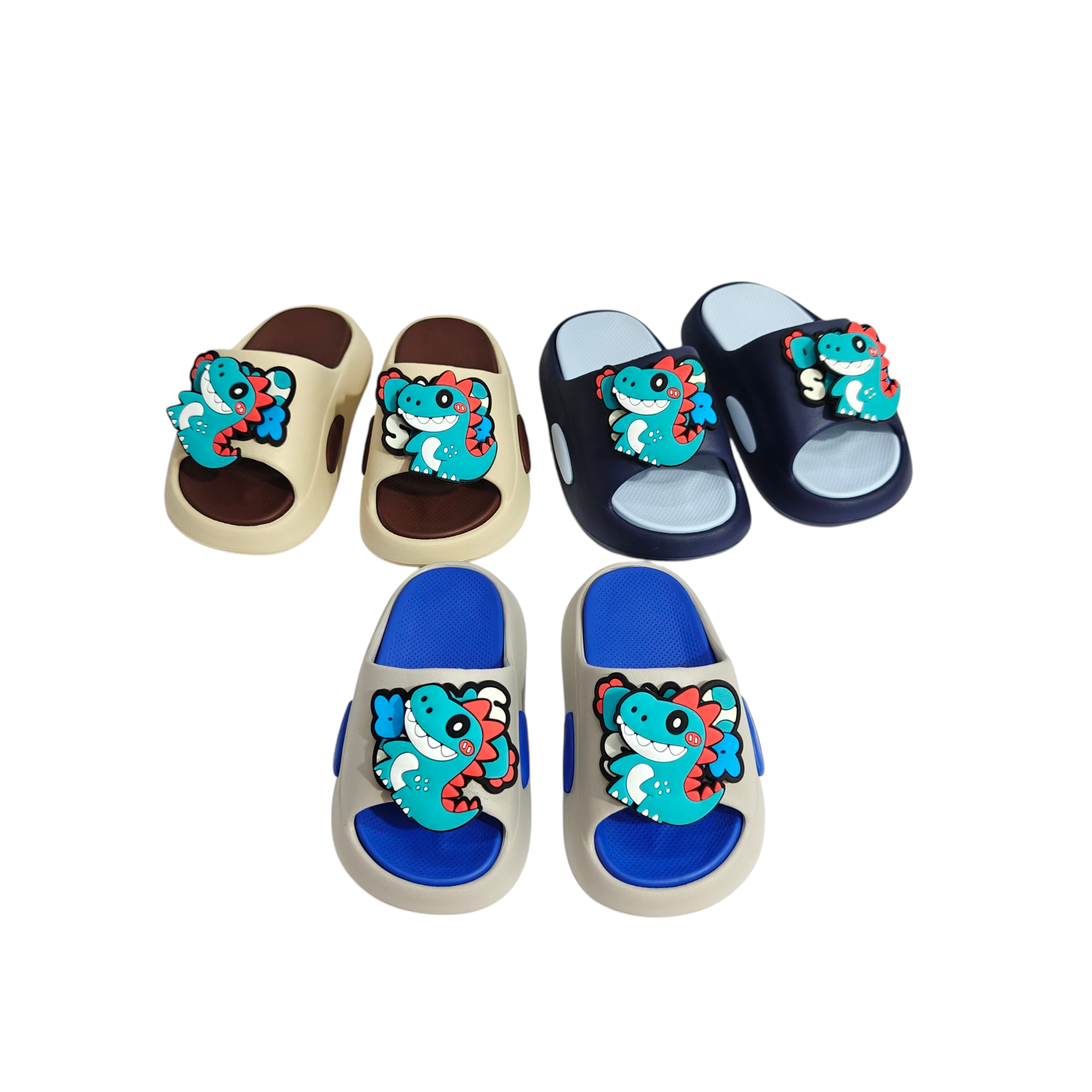 SPINNING DINO APPLIQUE FLIP-FLOP - BROWN