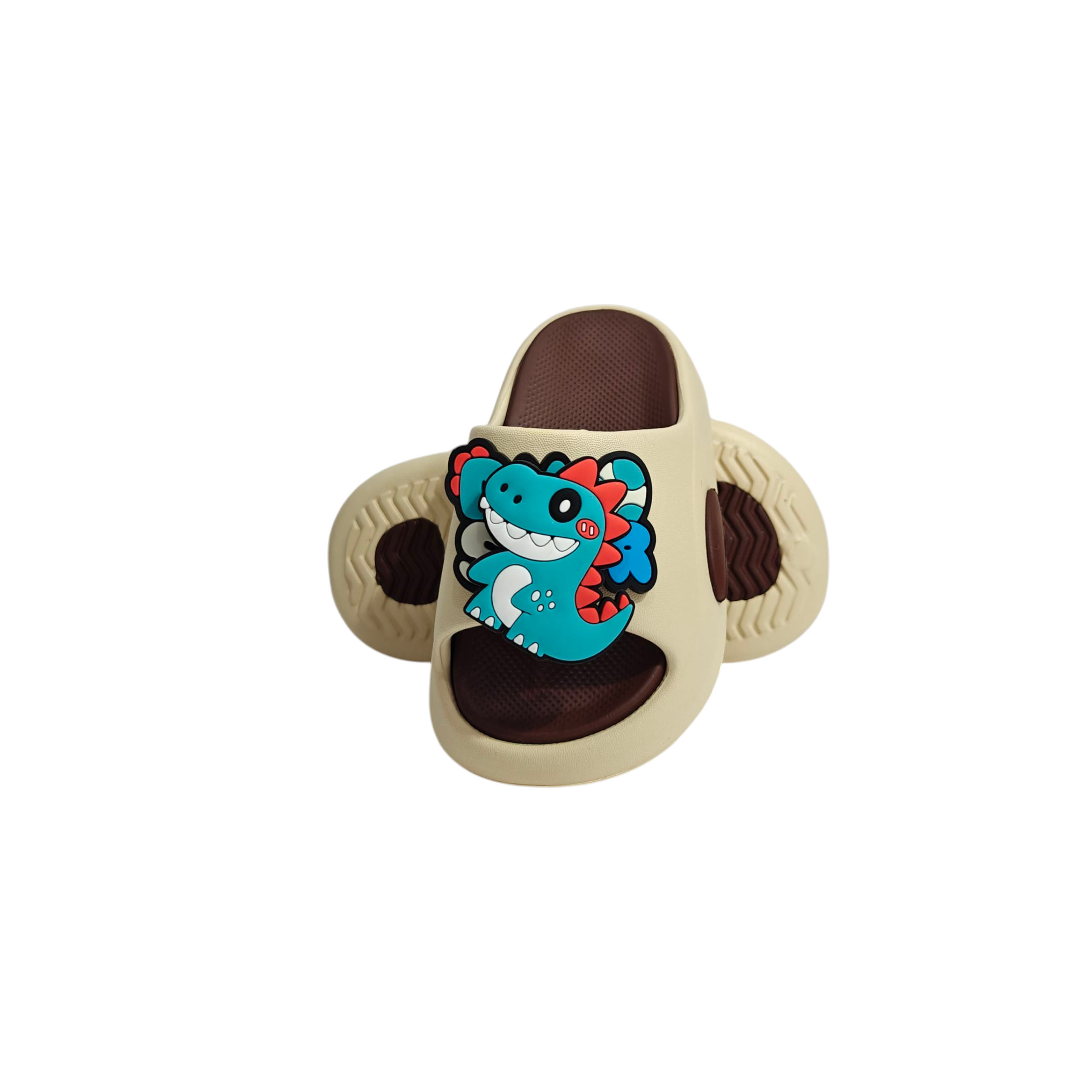 SPINNING DINO APPLIQUE FLIP-FLOP - BROWN