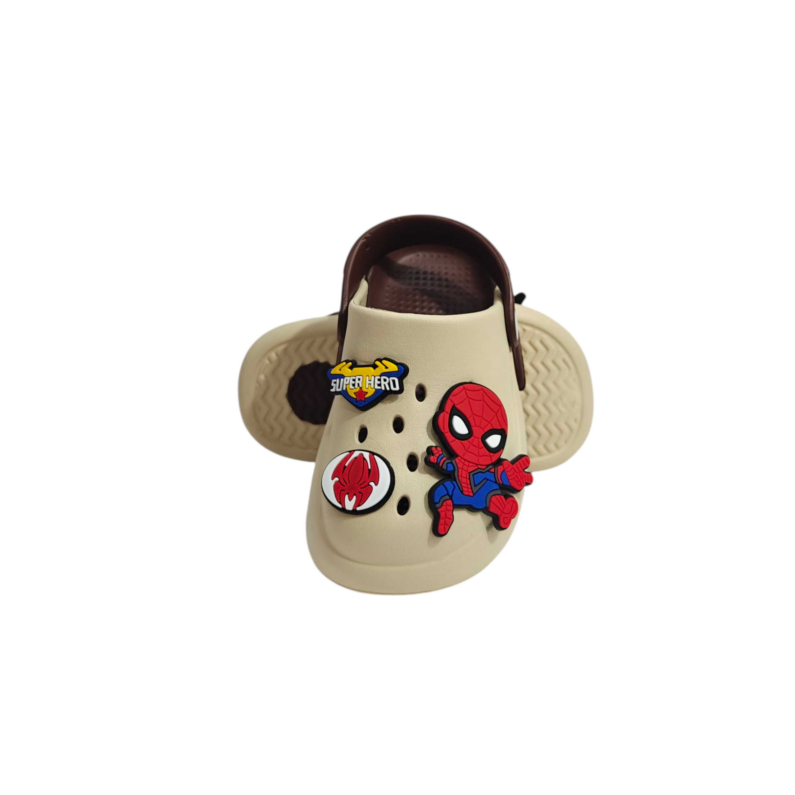 SPIDER PATCH AAPLIQUE CLOGS - BROWN