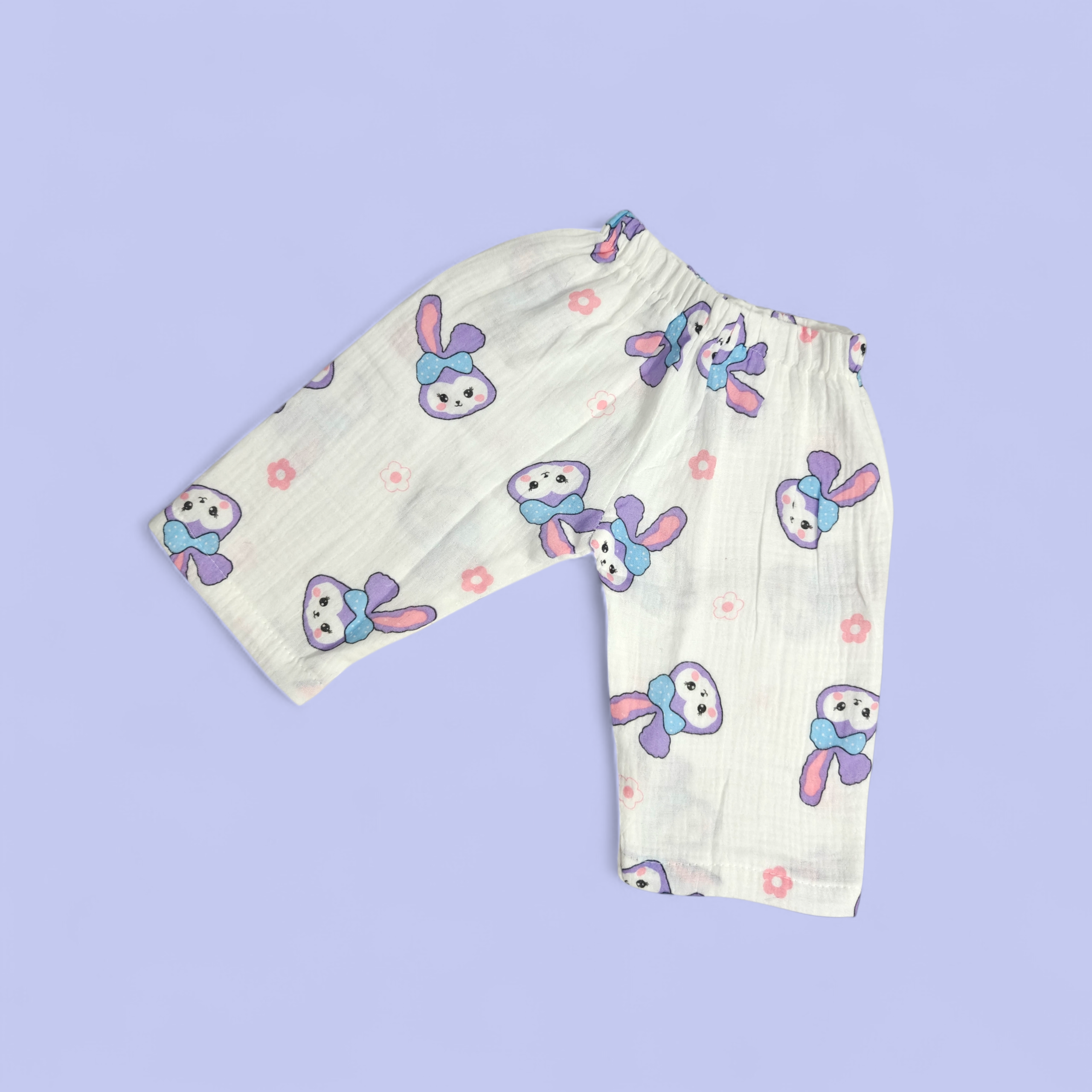 STELL LOU PRINT BUTTON-UP MUSLIN NIGHTSUIT - WHITE