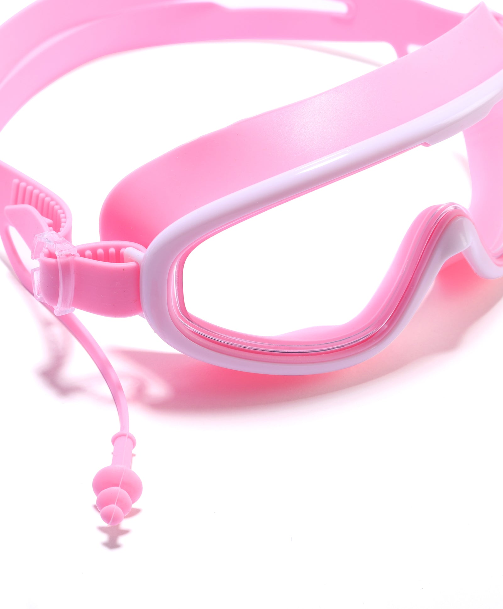 BIG FRAME SWIMMING GOGGLES WITH EAR PLUGS - PINK