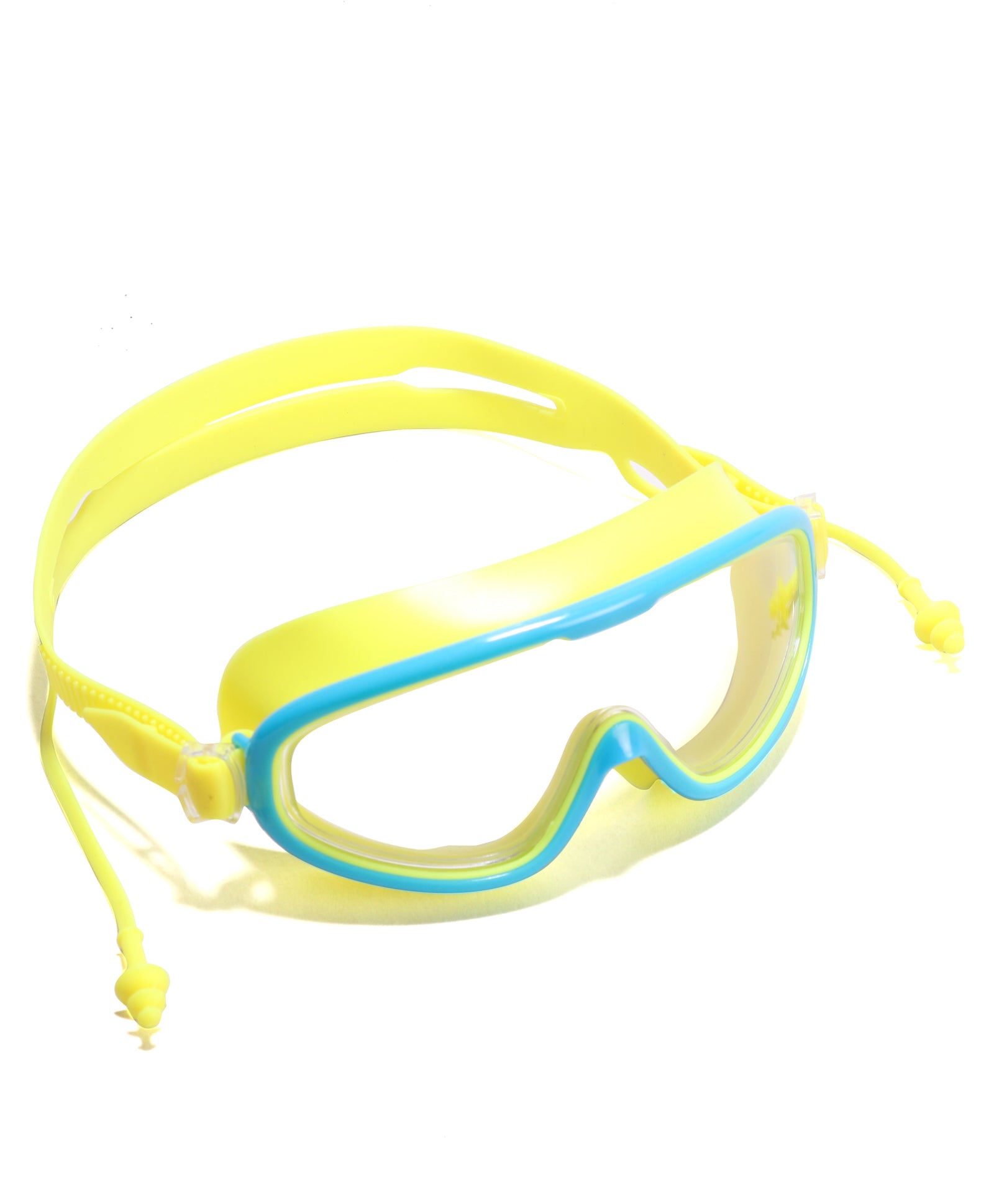 BIG FRAME SWIMMING GOGGLES WITH EAR PLUGS - YELLOW