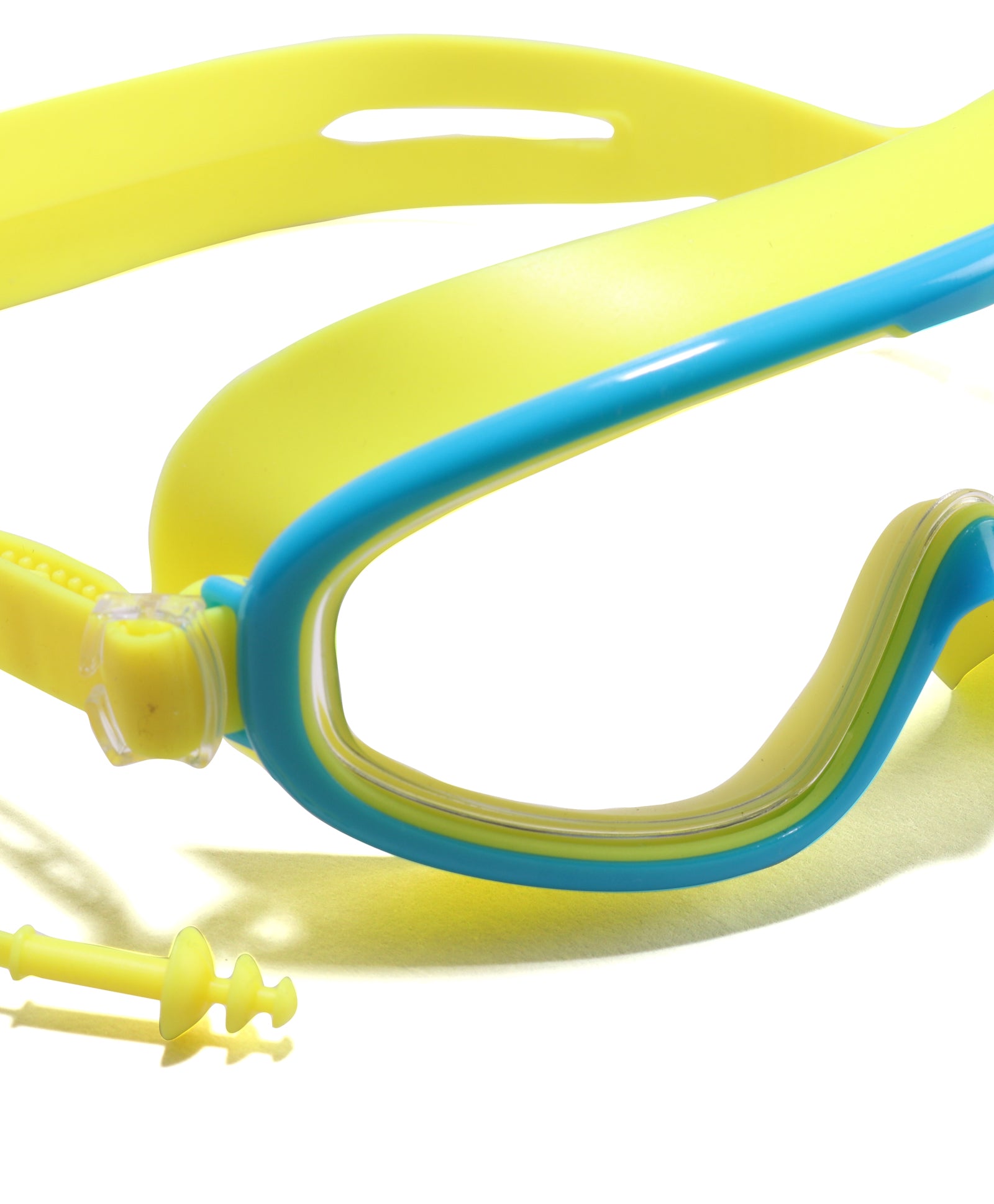 BIG FRAME SWIMMING GOGGLES WITH EAR PLUGS - YELLOW
