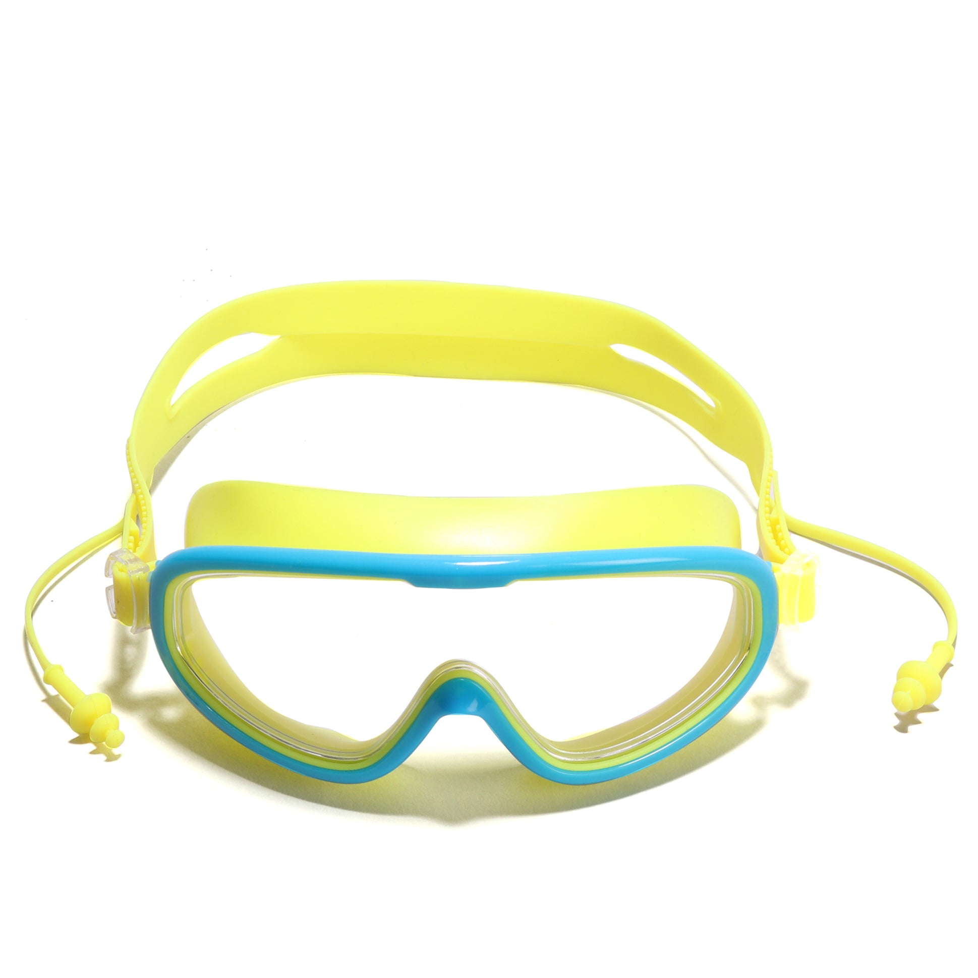 BIG FRAME SWIMMING GOGGLES WITH EAR PLUGS - YELLOW